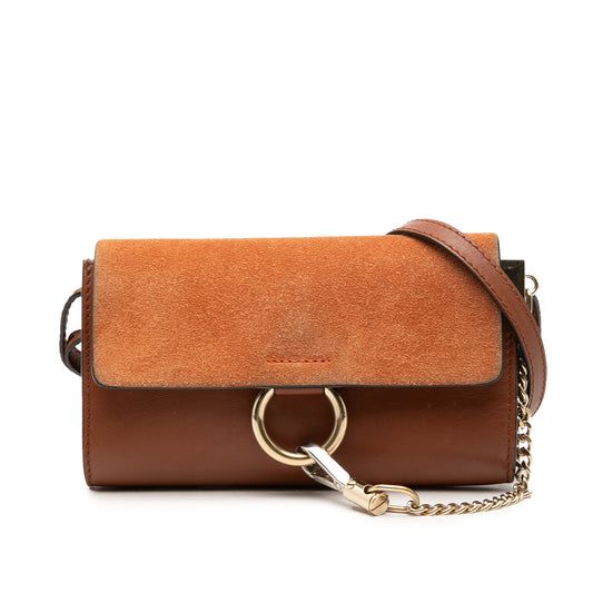 Chloé Mini Calfskin and Suede Faye Chain Crossbody
