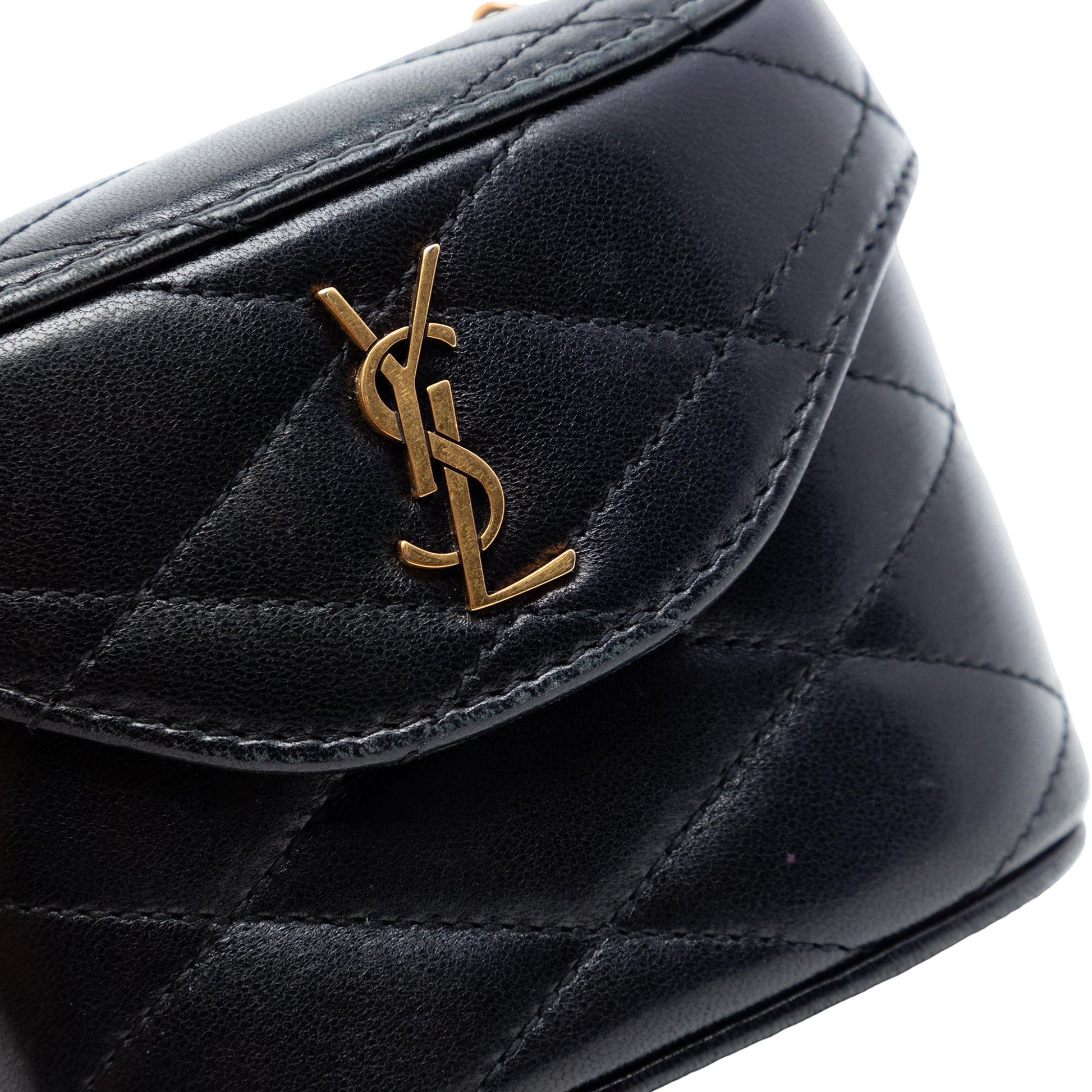 Saint Laurent Micro Quilted Lambskin Monogram June Box Vanity Bag
