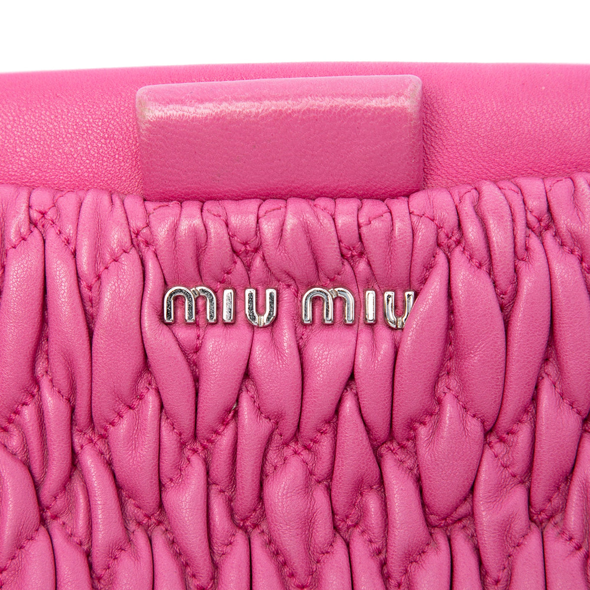 Miu Miu Matelasse Nappa Frame Crystal Chain Satchel