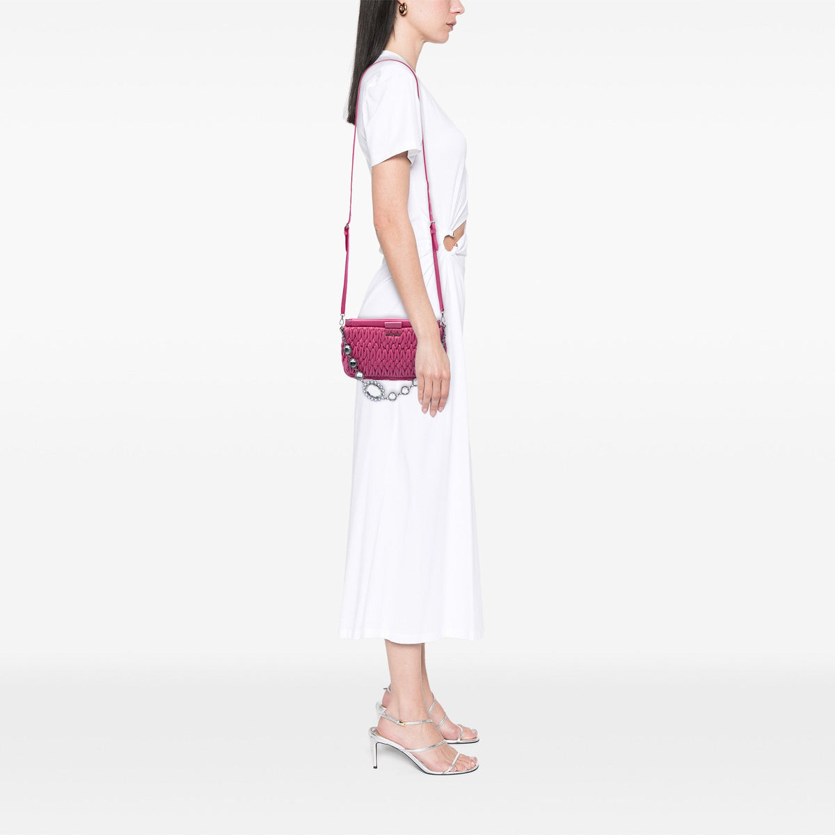 Miu Miu Matelasse Nappa Frame Crystal Chain Satchel