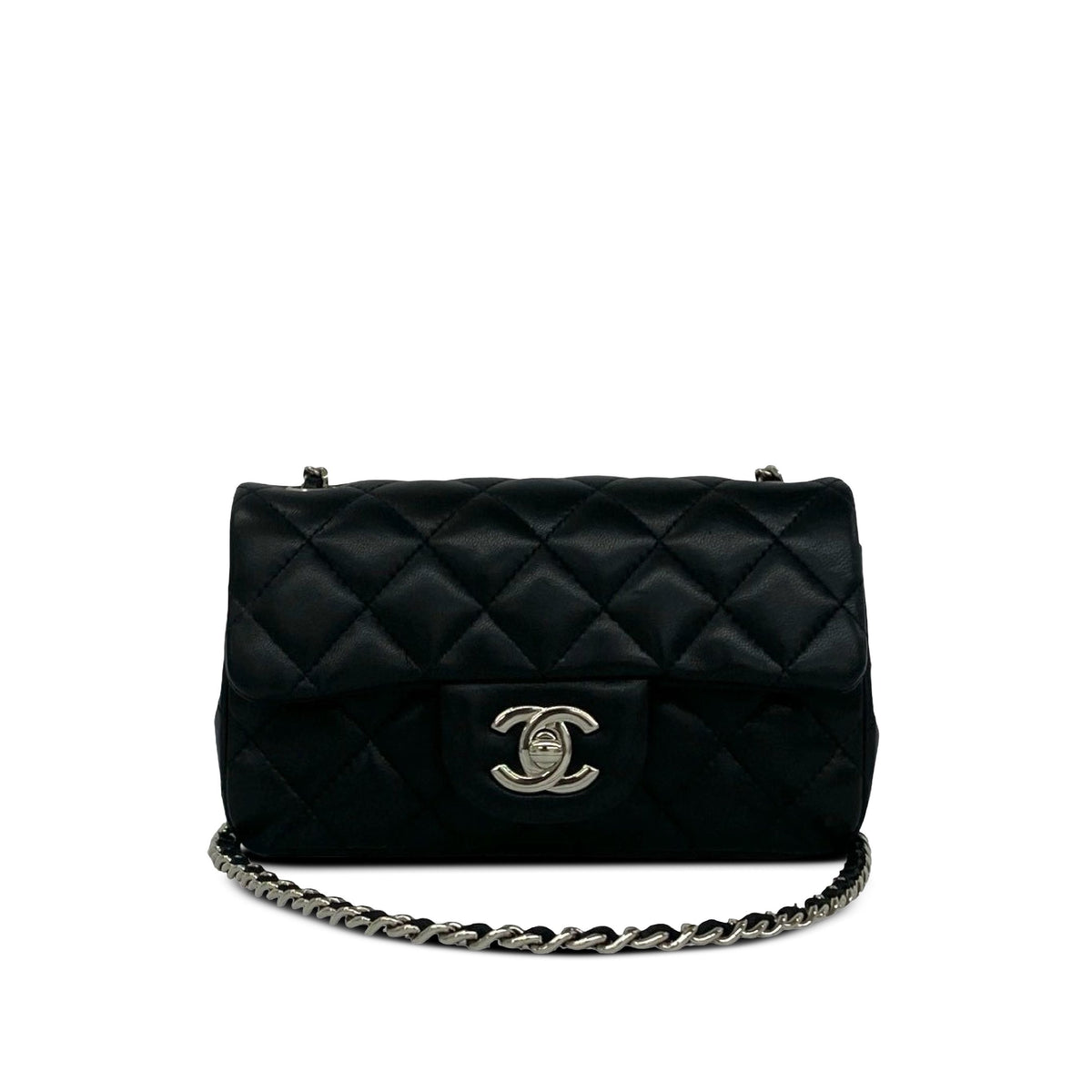 Chanel CC Quilted Lambskin Single Flap — Black