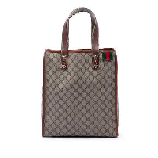 Gucci GG Supreme Web Tote — Beige