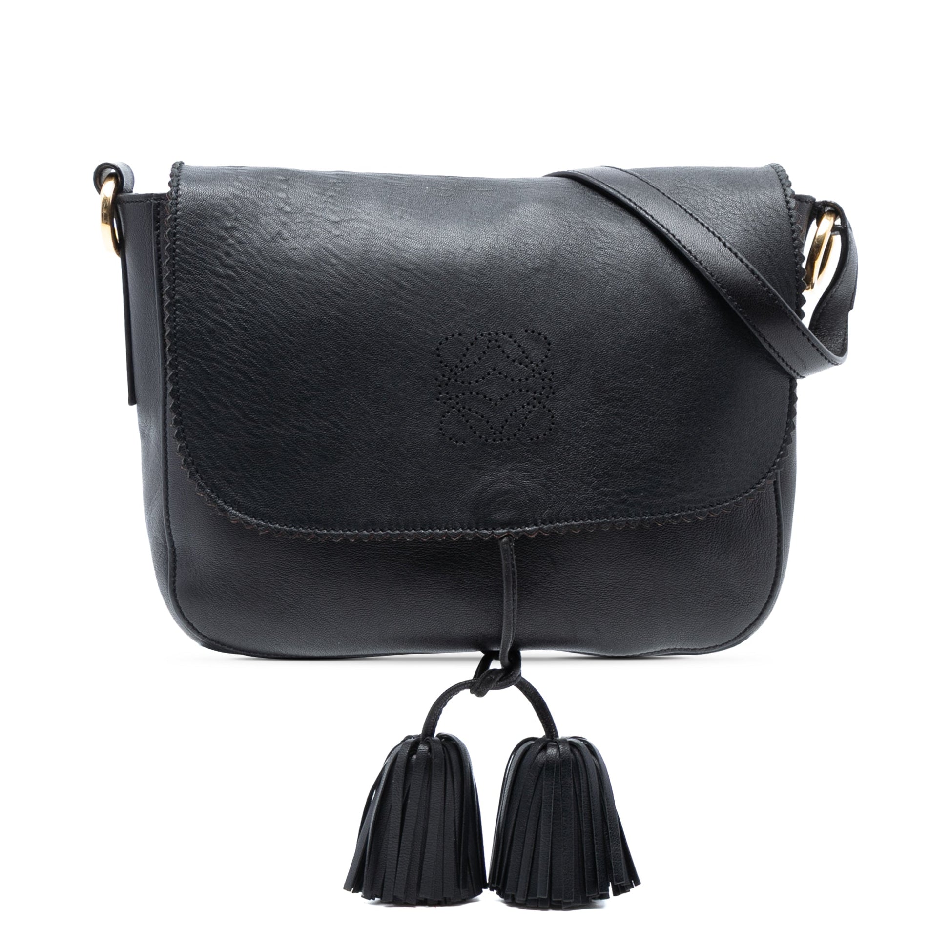 LOEWE Leather Anagram Tassel Crossbody