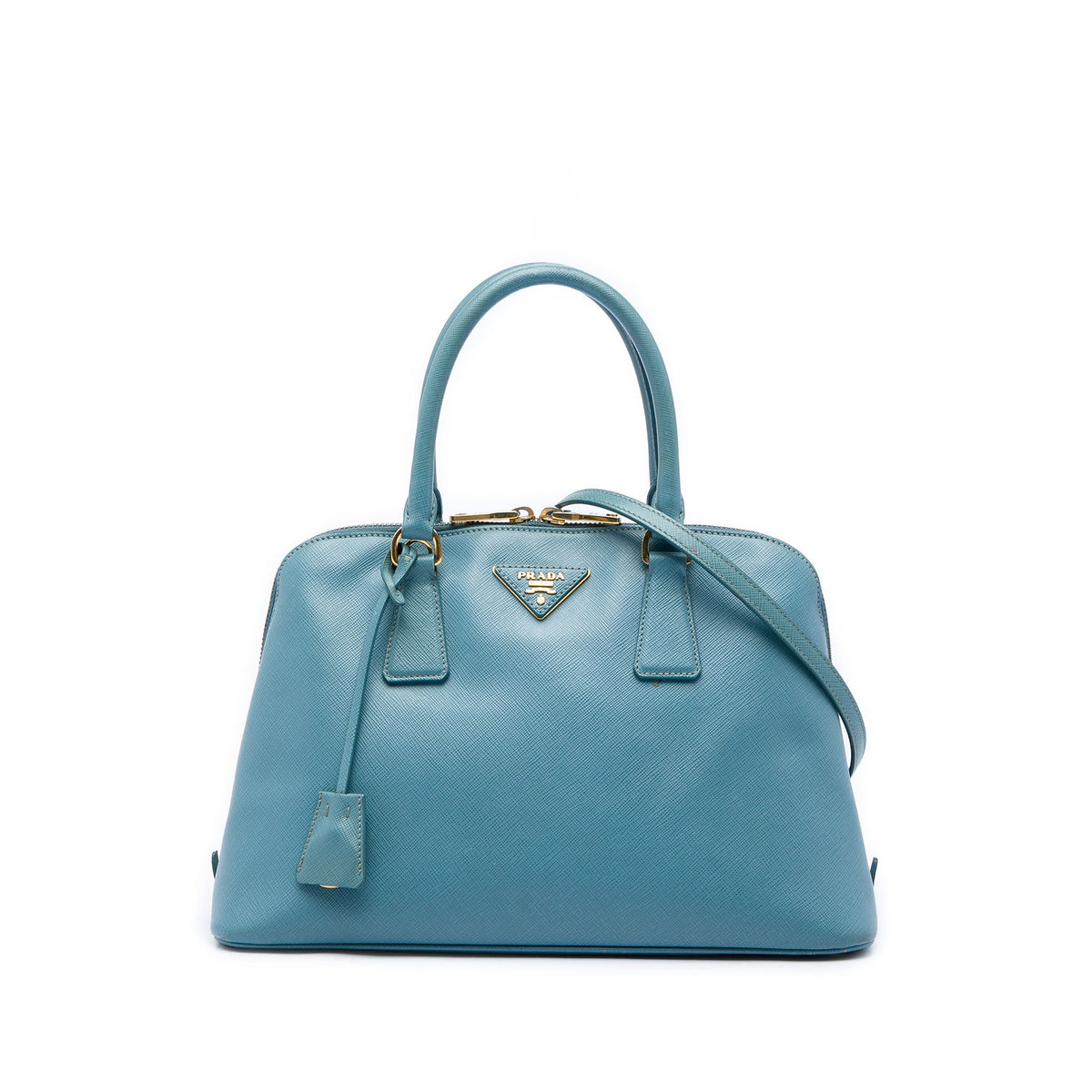 Prada Medium Saffiano Lux Promenade Satchel — Blue