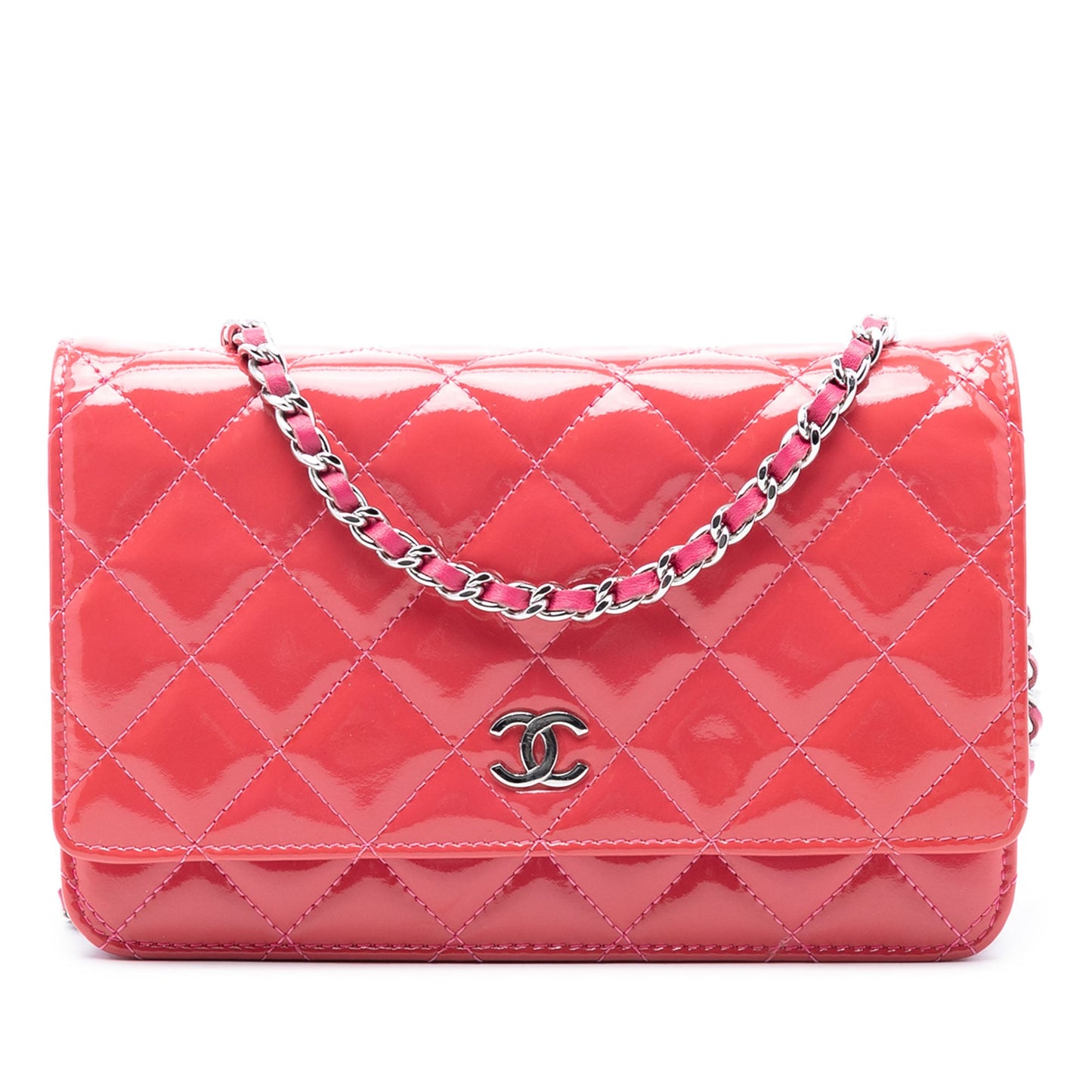 Chanel CC Quilted Patent Wallet on Chain