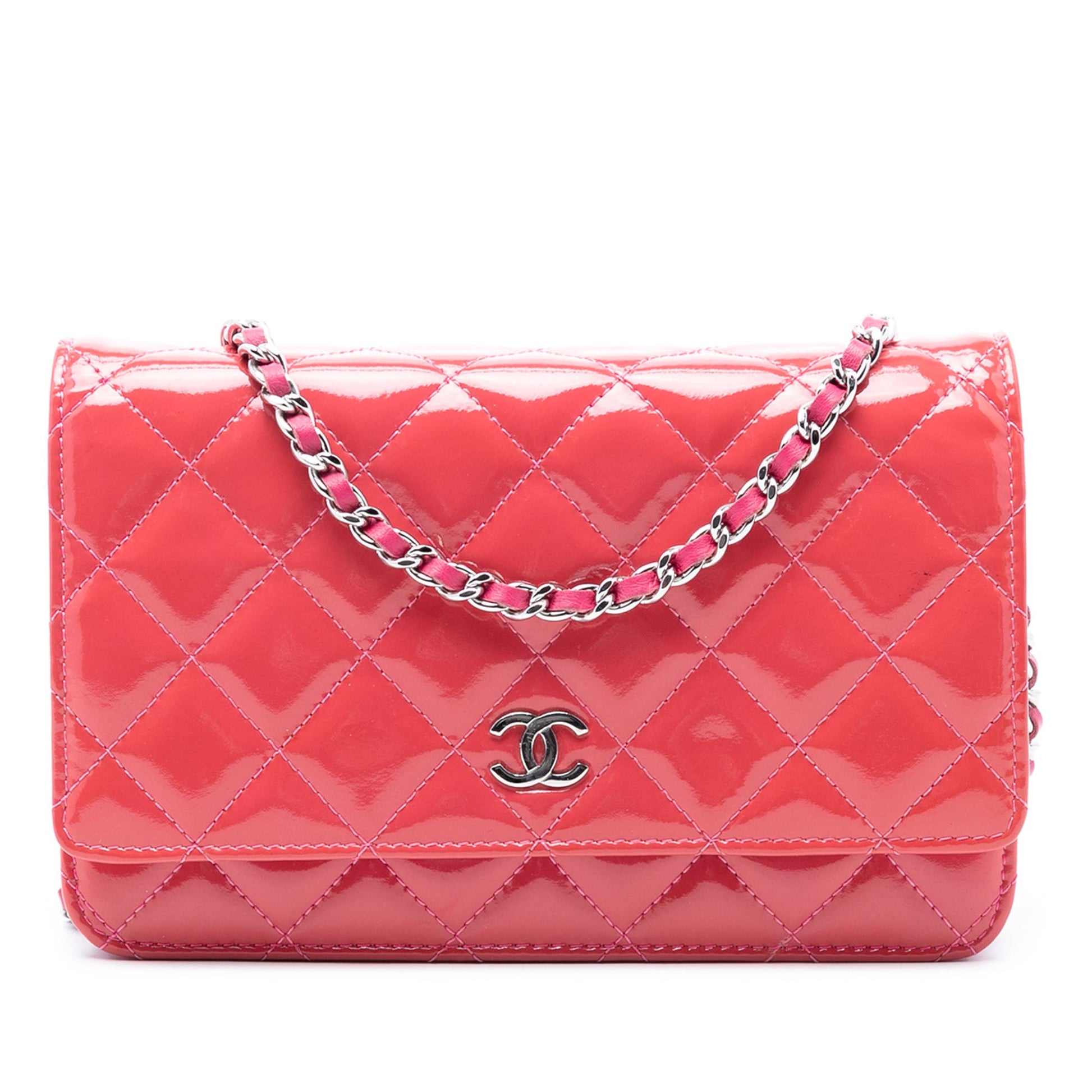 Chanel CC Quilted Patent Wallet on Chain