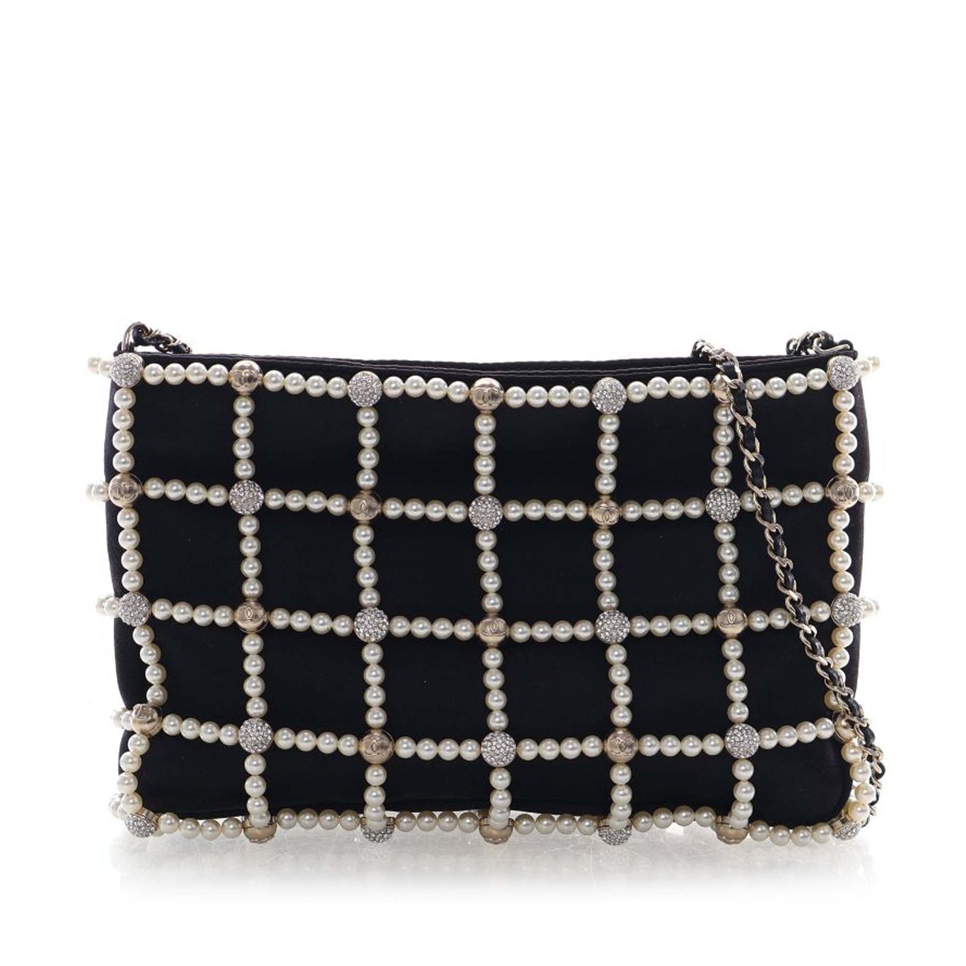 Small CC Satin Pearl Frame Evening Bag