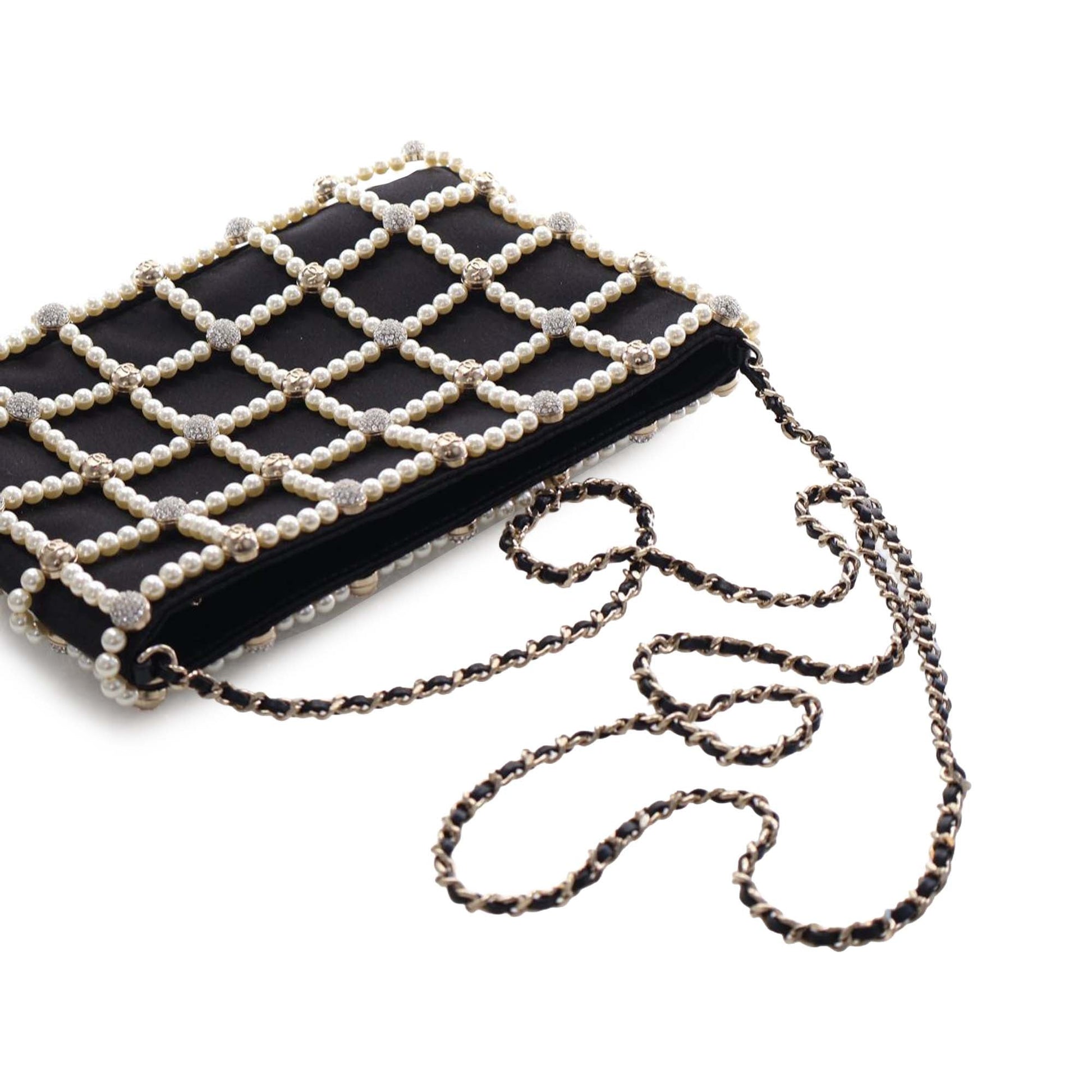 Small CC Satin Pearl Frame Evening Bag