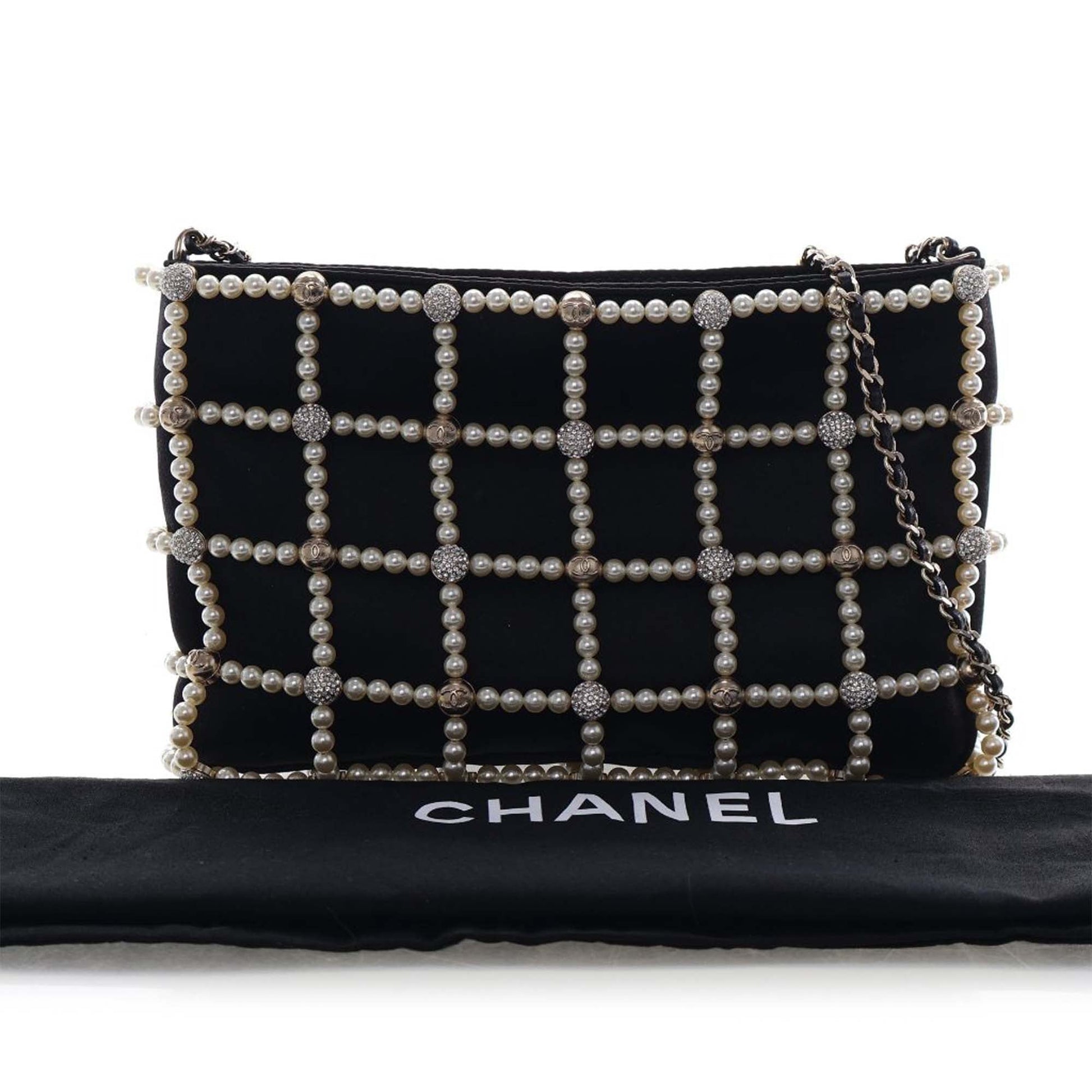 Small CC Satin Pearl Frame Evening Bag