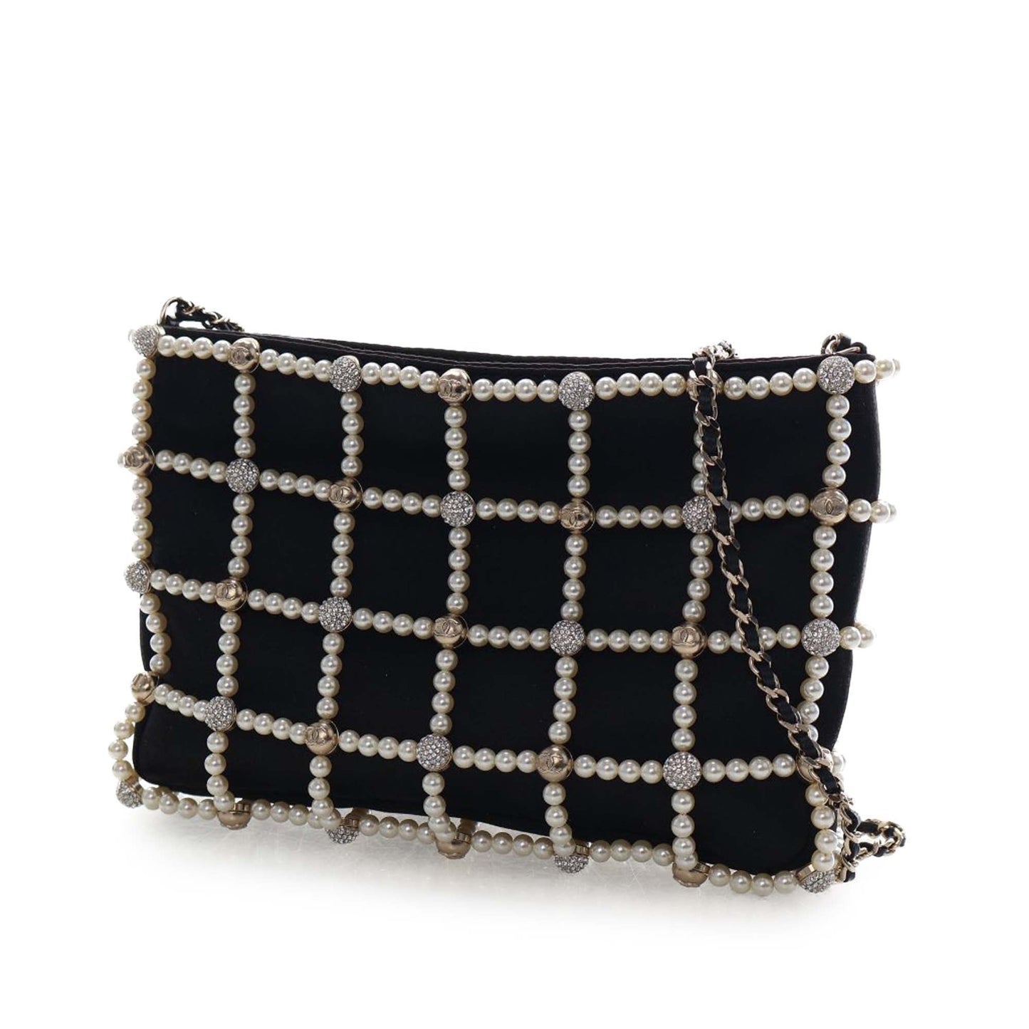 Small CC Satin Pearl Frame Evening Bag