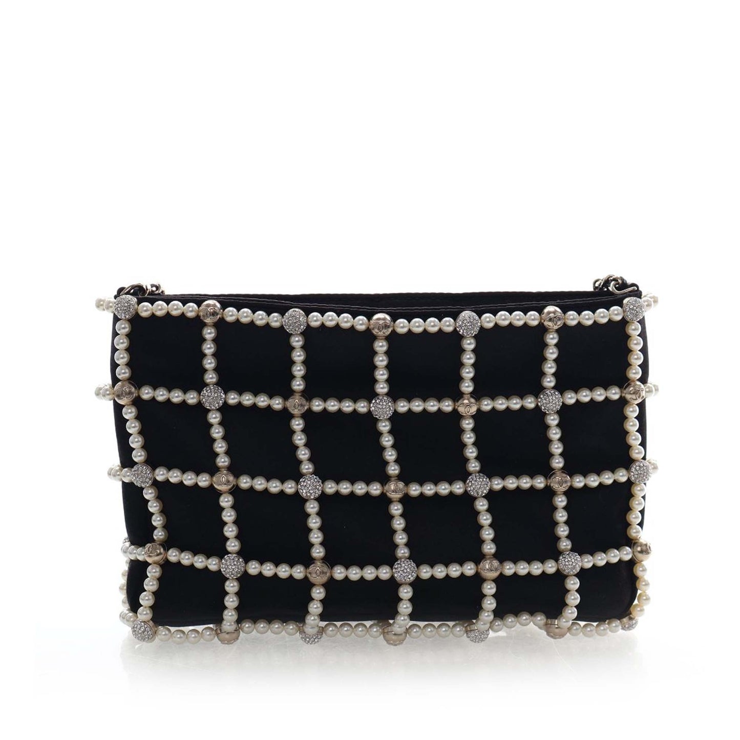 Small CC Satin Pearl Frame Evening Bag