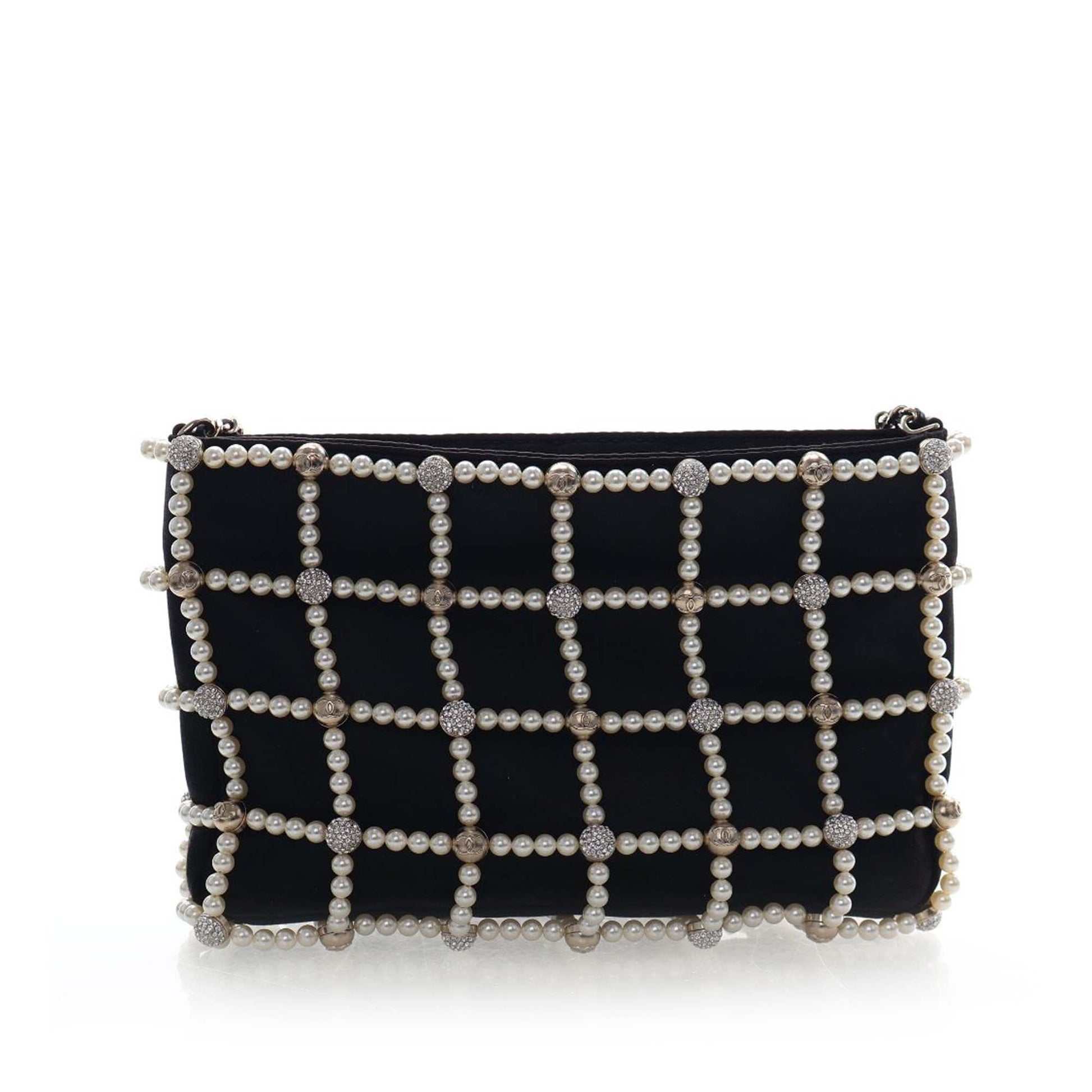 Small CC Satin Pearl Frame Evening Bag