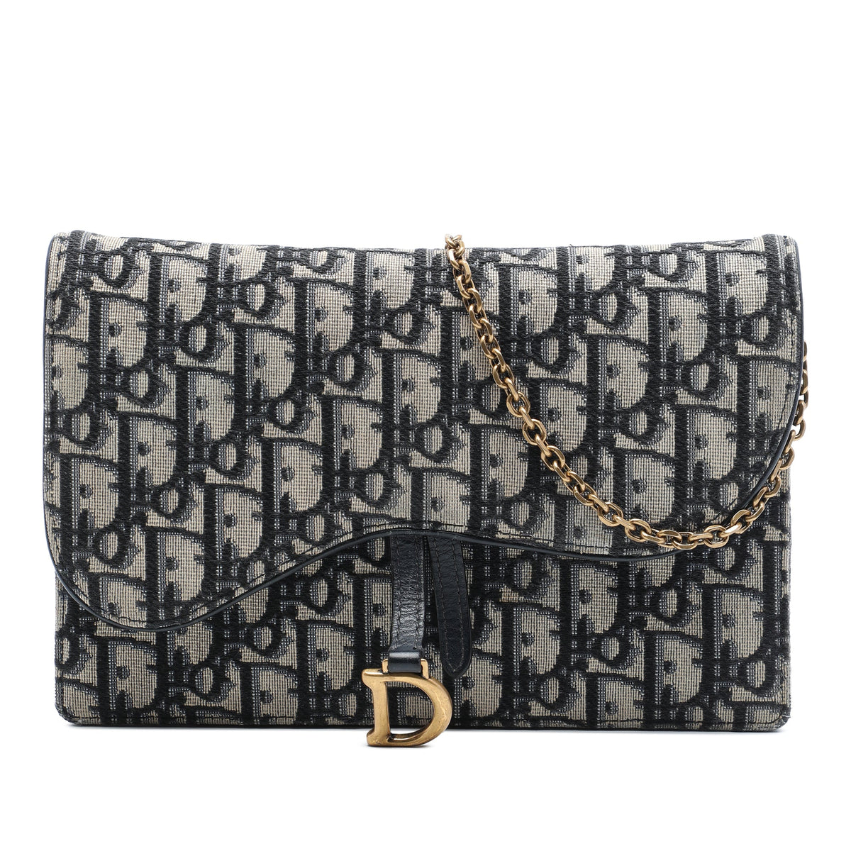 Dior Oblique Canvas Saddle Pouch Wallet on Chain