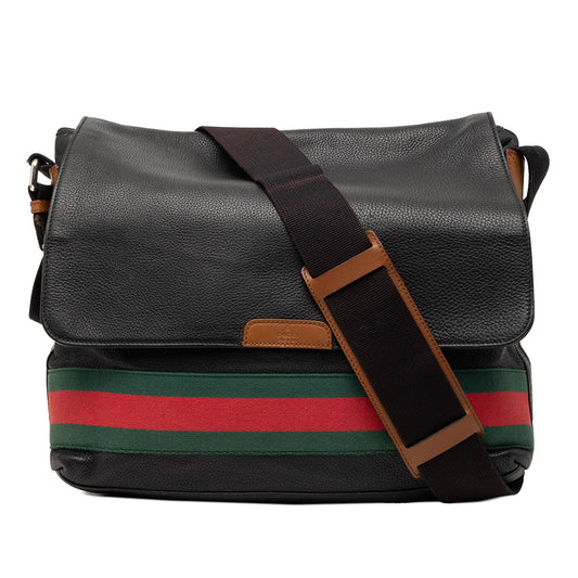 Gucci Leather Web Messenger Bag