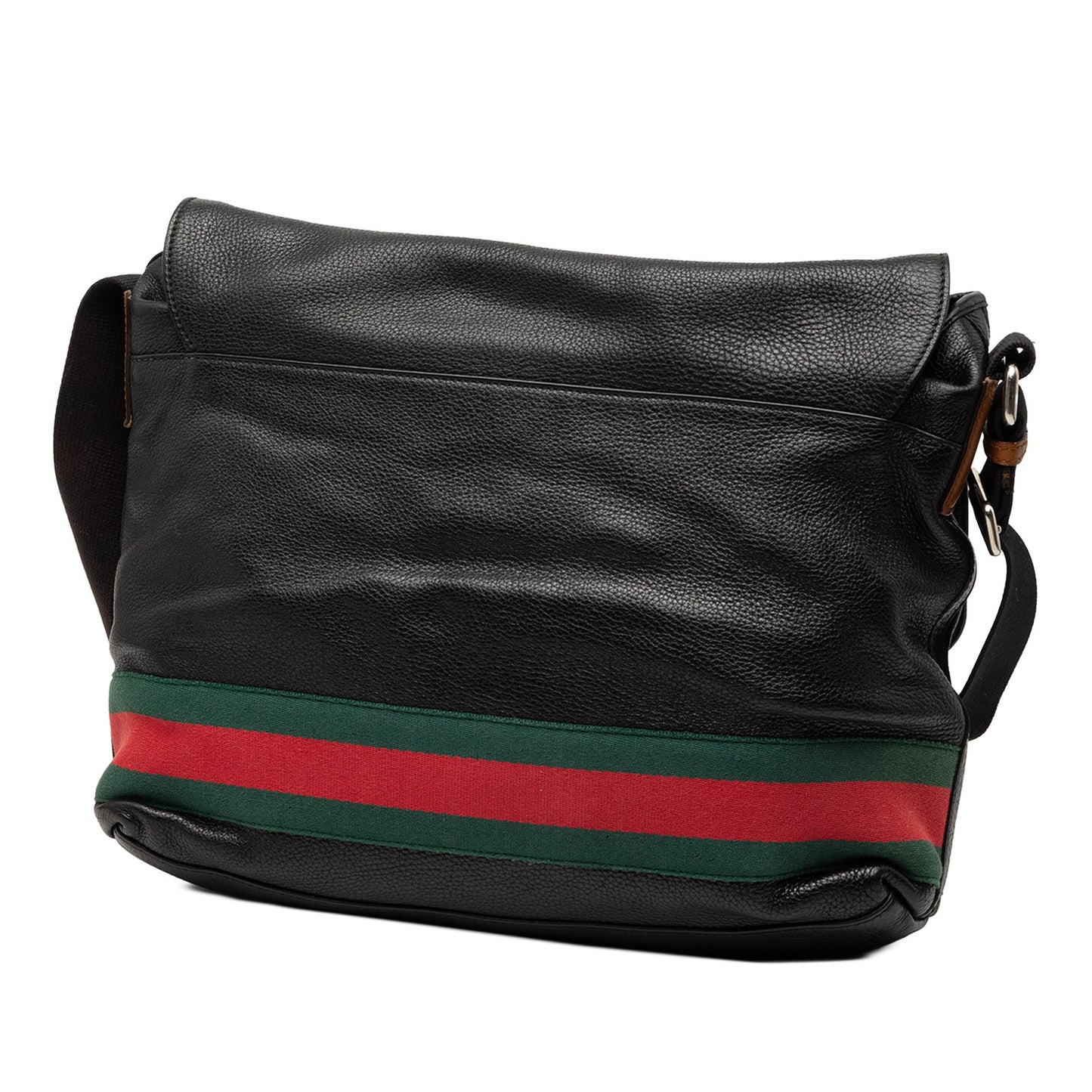 Gucci Leather Web Messenger Bag