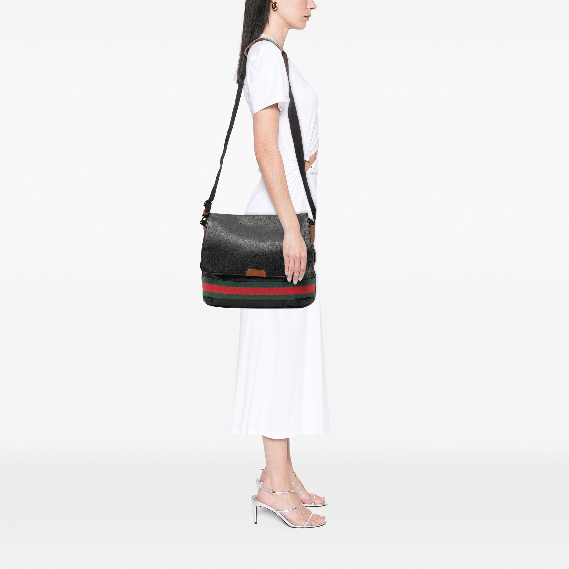 Gucci Leather Web Messenger Bag