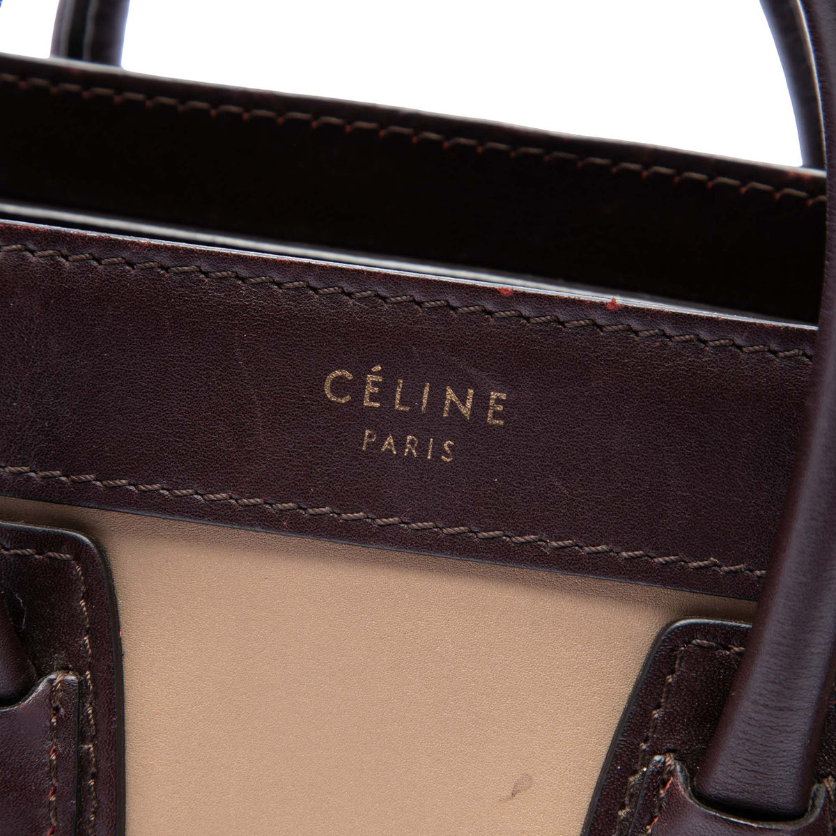 Celine Nano Tricolor Calfskin and Suede Luggage Tote — Brown