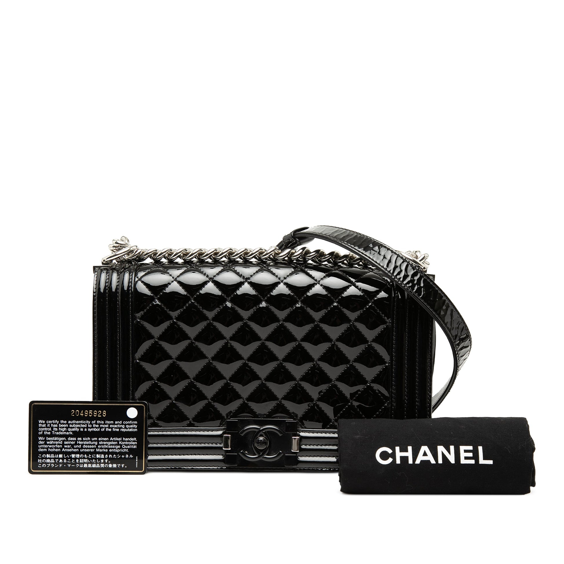 Chanel Old Medium Quilted Patent Acrylic Boy Flap