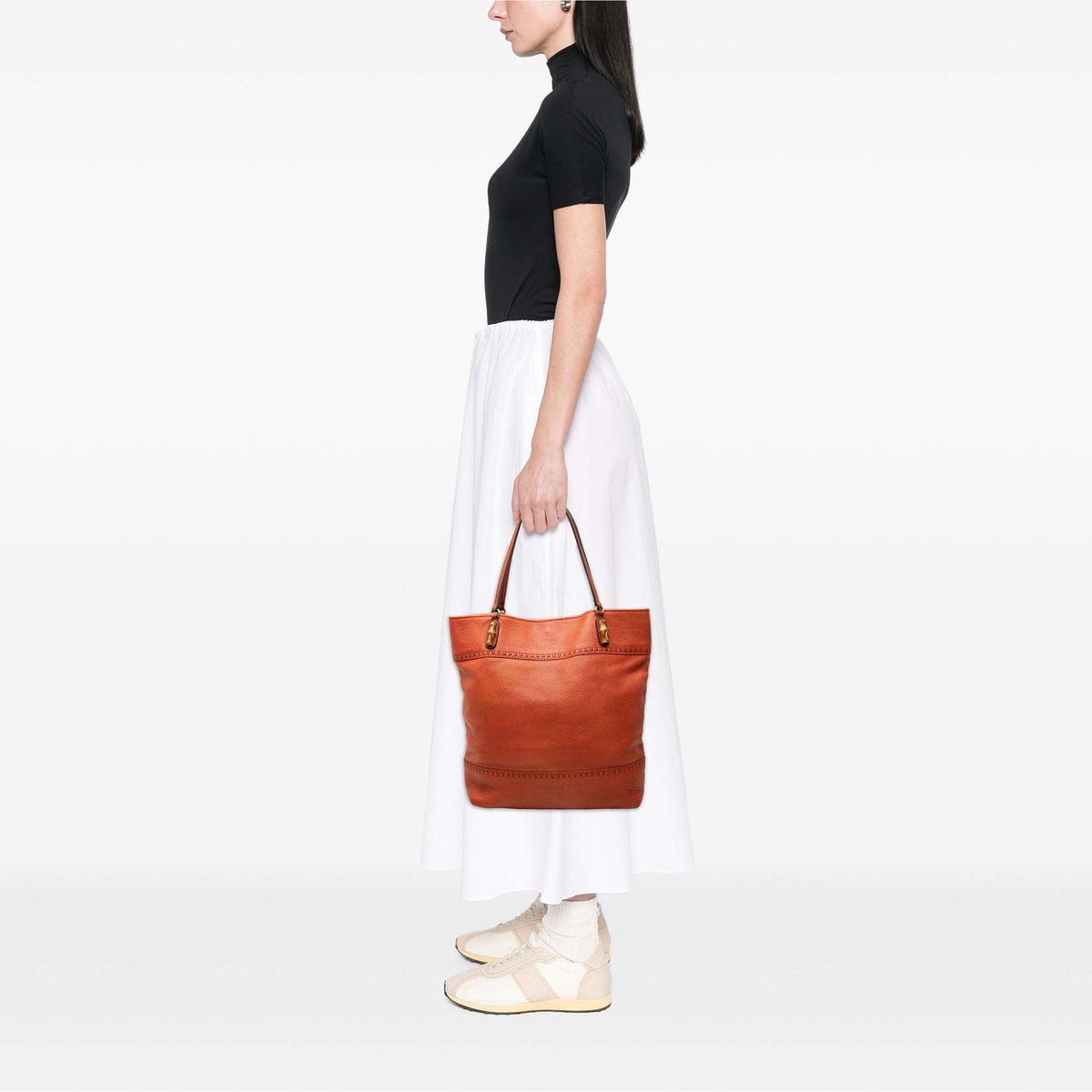 Gucci Large Calfskin Laidback Crafty Tote — Orange