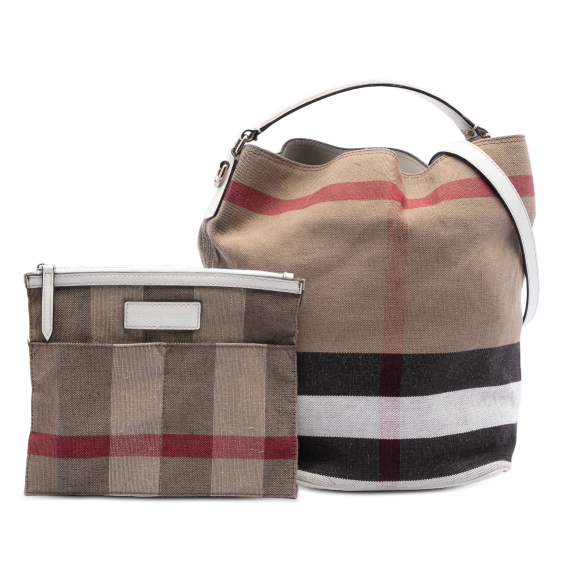 Burberry Medium Mega Check Canvas Ashby Bucket Bag