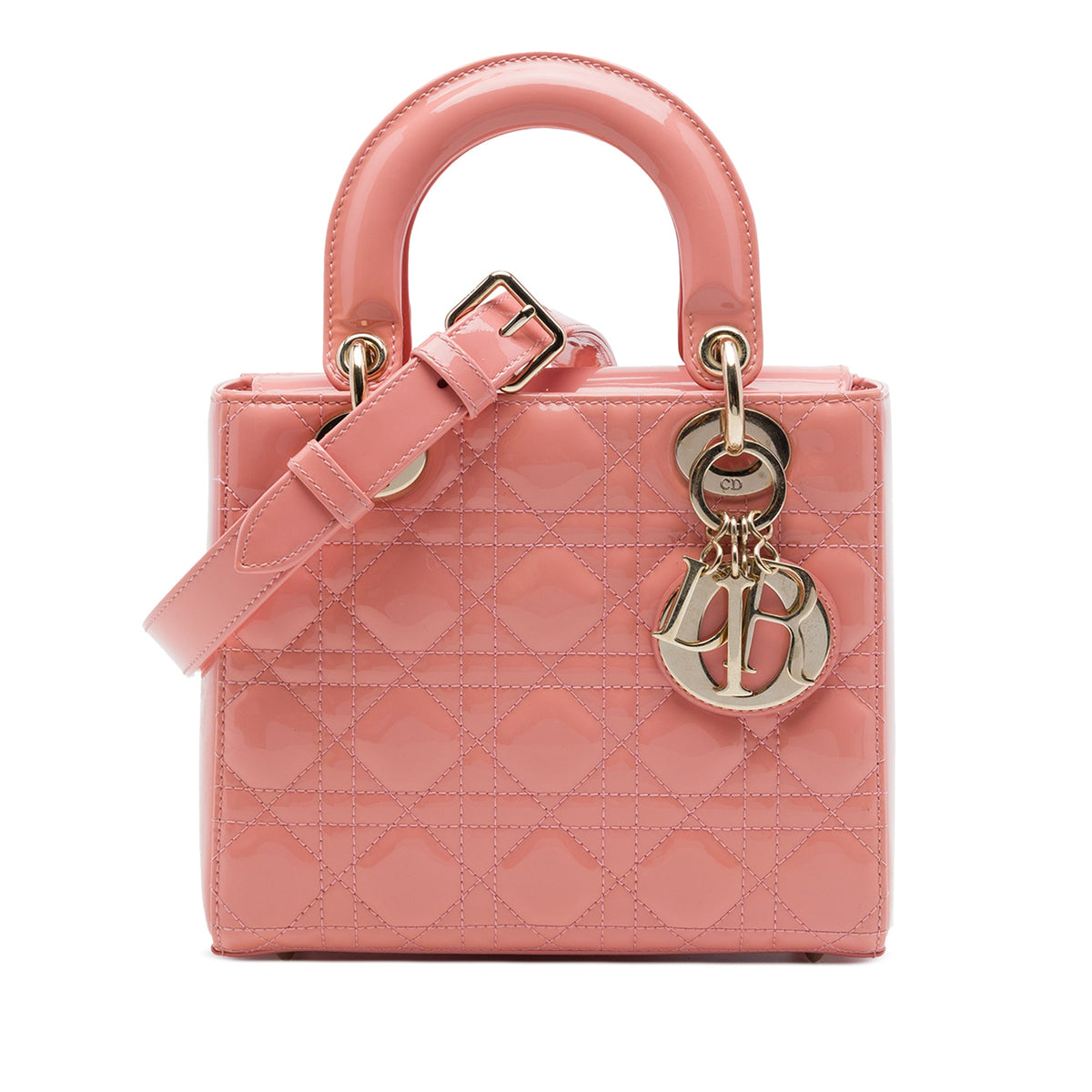 Dior Small Patent Cannage Lady Dior — Pink