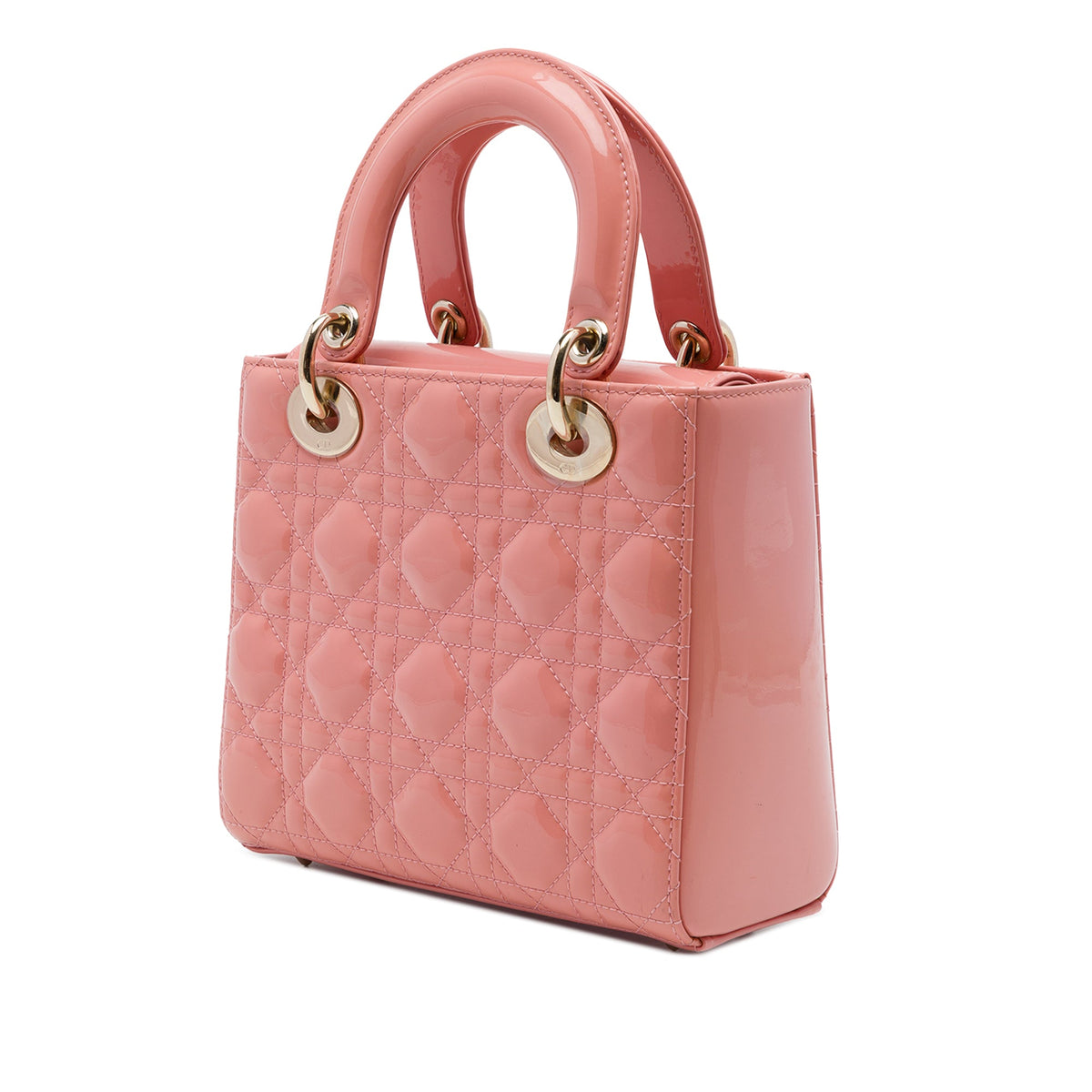 Dior Small Patent Cannage Lady Dior — Pink