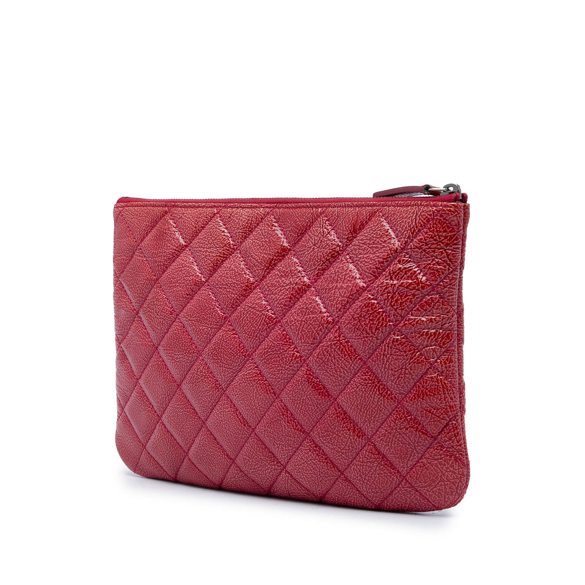 Chanel Small Crinkled Patent O Case Clutch — Red