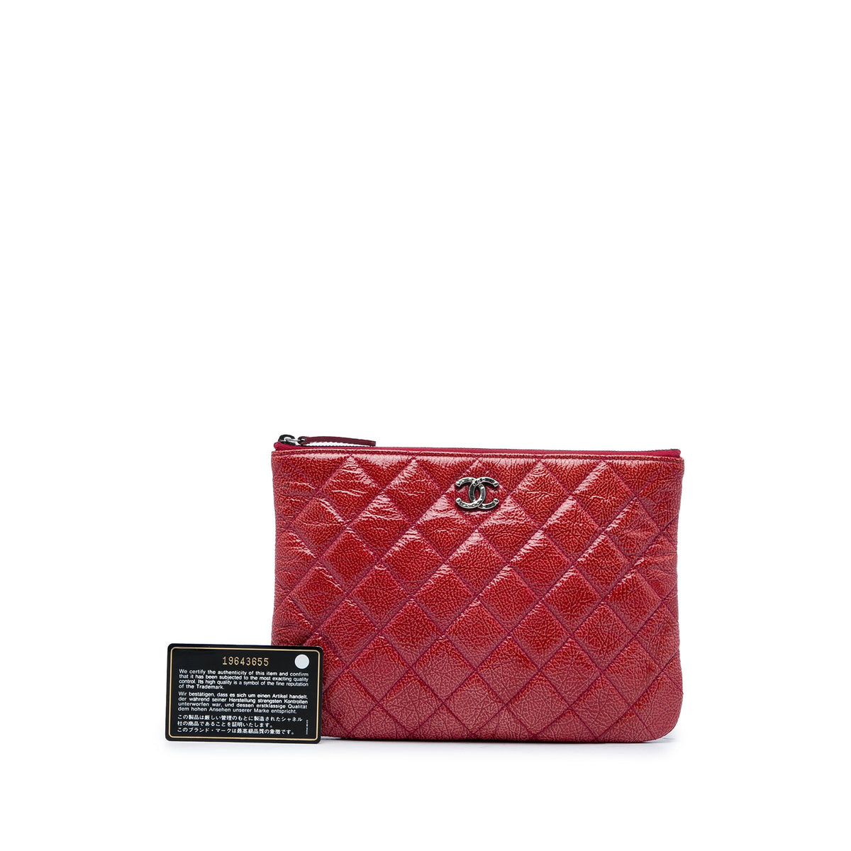 Chanel Small Crinkled Patent O Case Clutch — Red