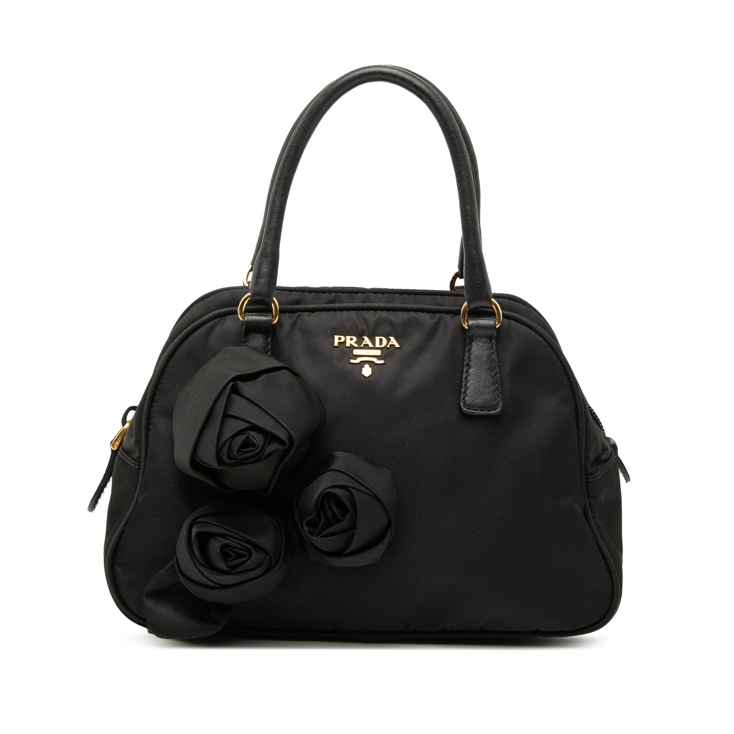 Prada Rose Embellished Tessuto Handbag