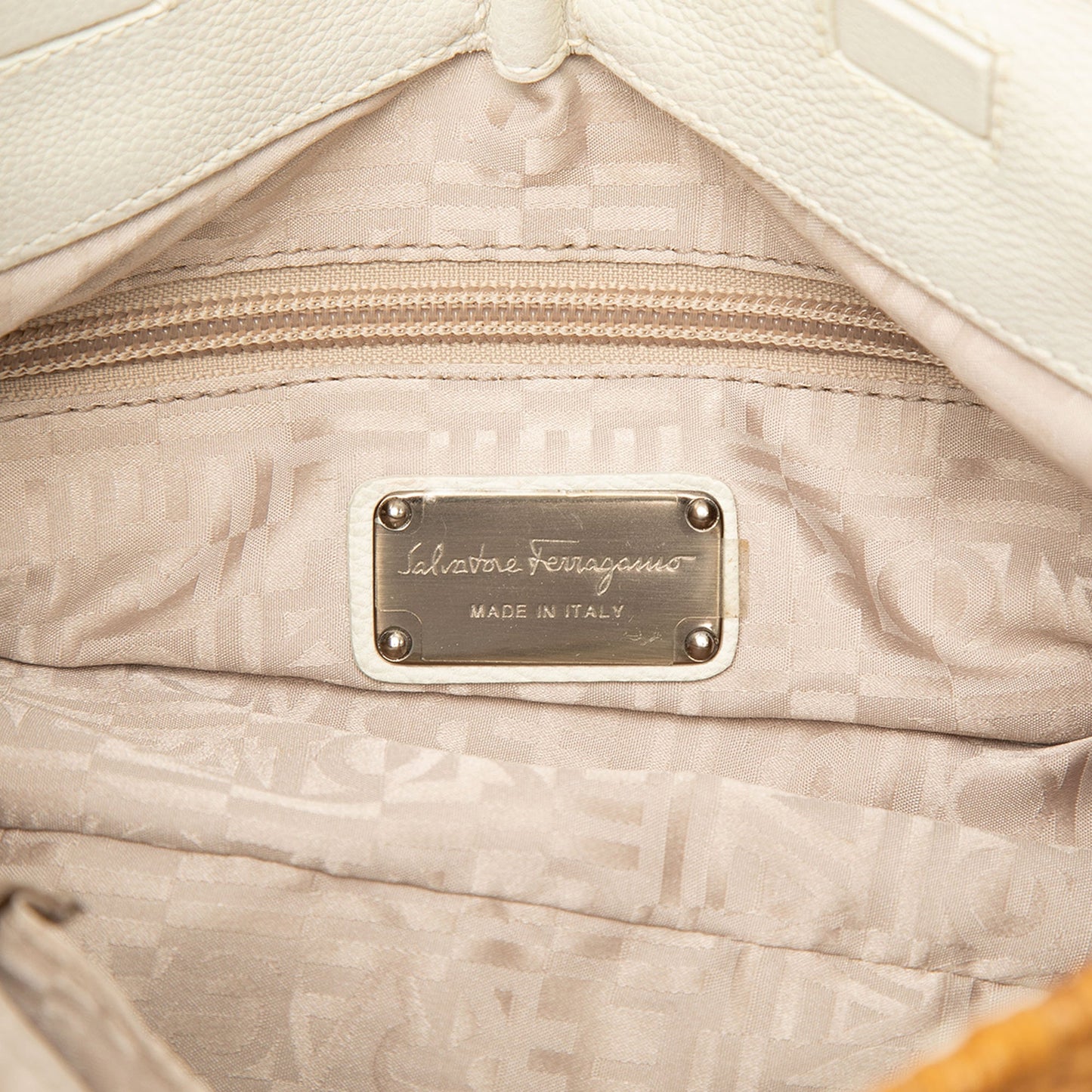 Ferragamo Leather and Wicker Shoulder Bag