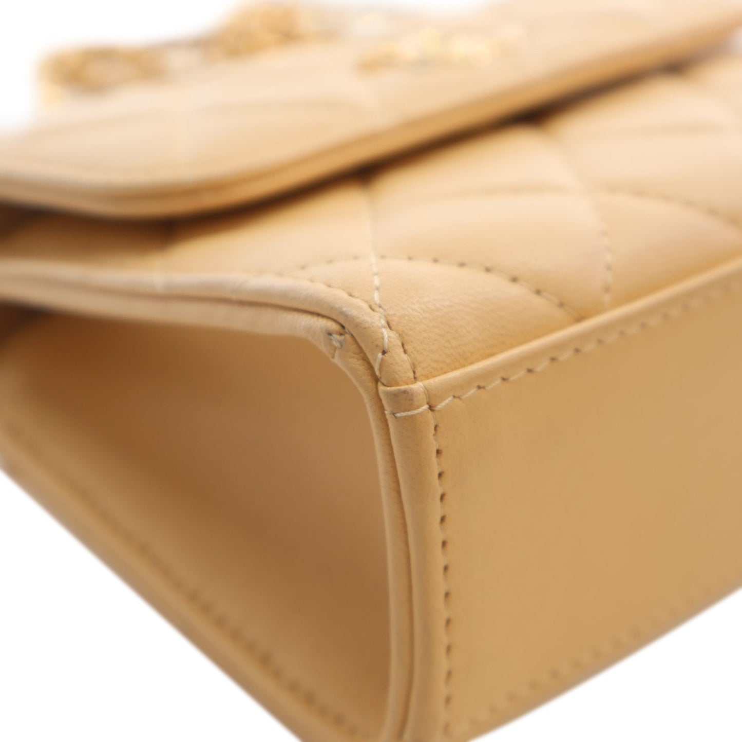 Chanel CC Quilted Lambskin Faux Pearl Top Handle Flap