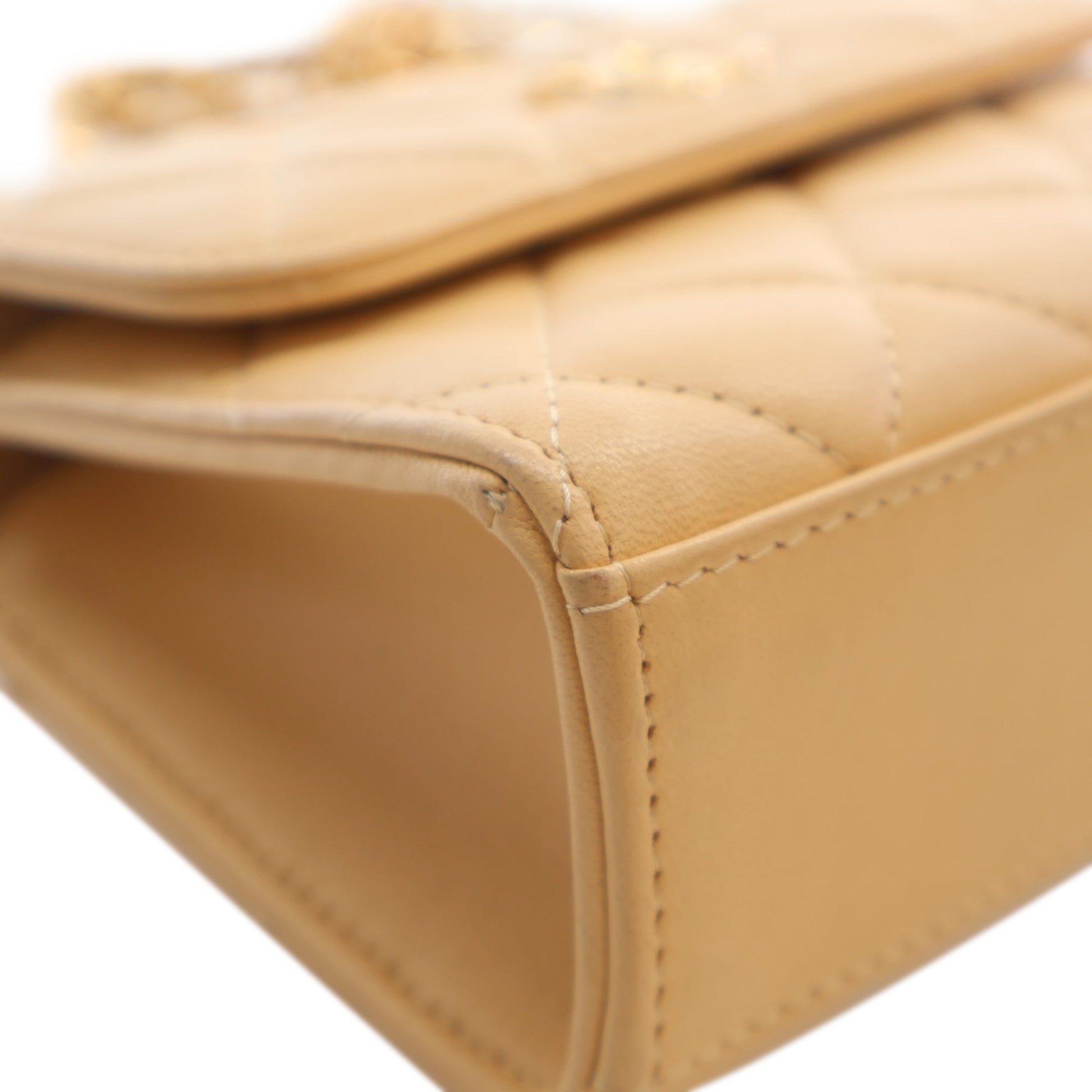 Chanel CC Quilted Lambskin Faux Pearl Top Handle Flap