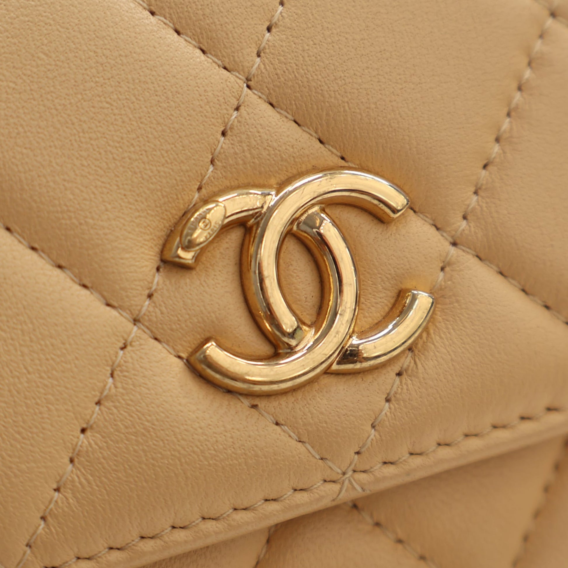 Chanel CC Quilted Lambskin Faux Pearl Top Handle Flap