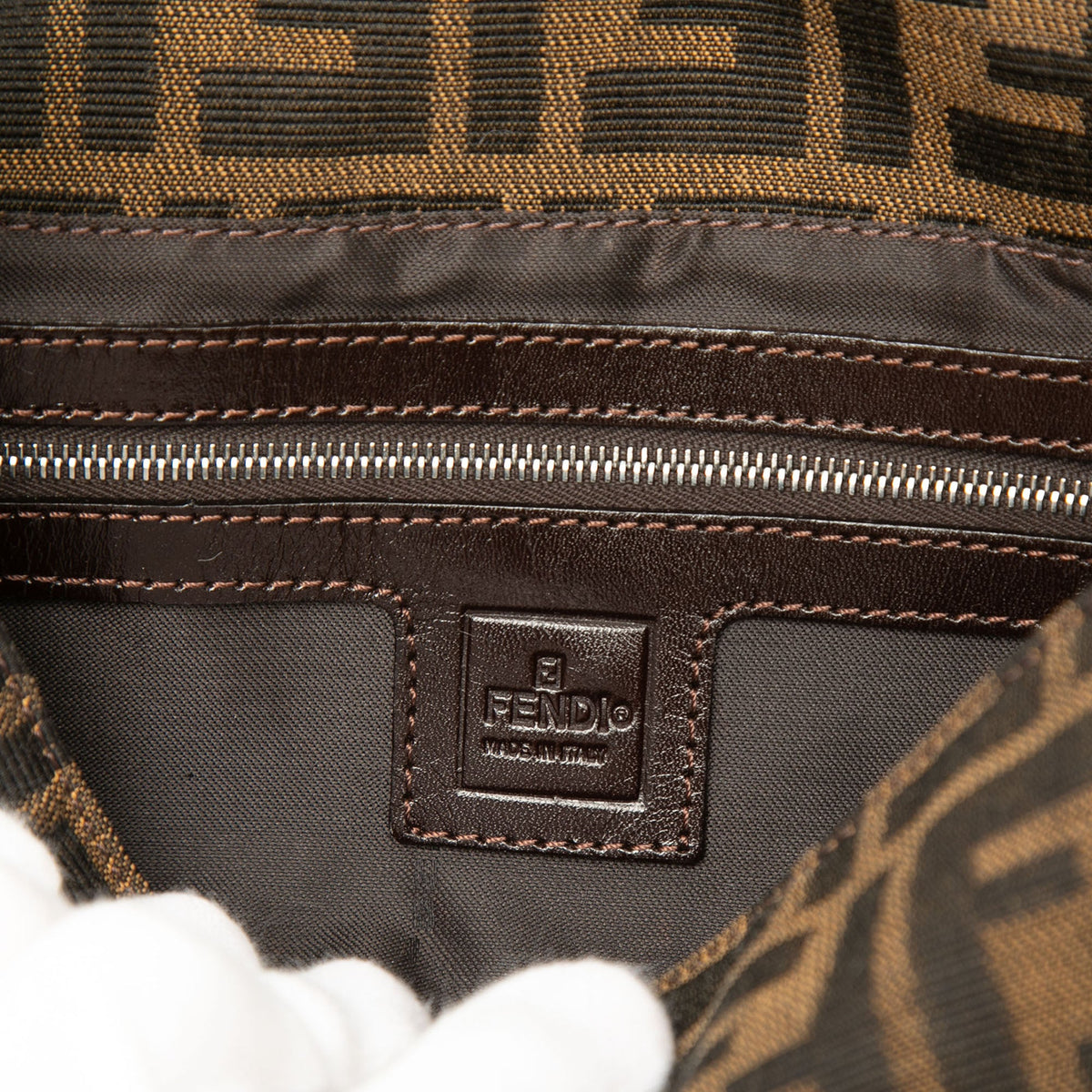 Fendi Zucca Canvas Baguette — Brown