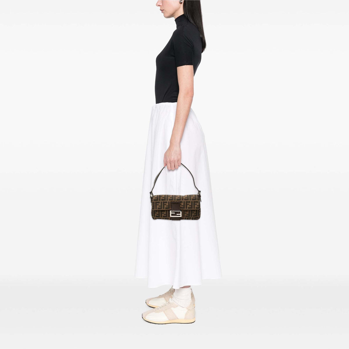 Fendi Zucca Canvas Baguette — Brown