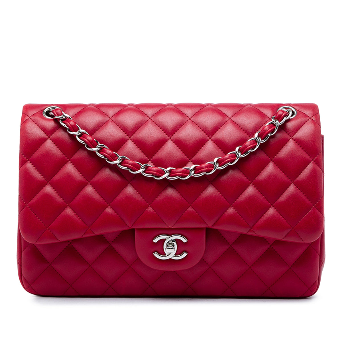 Chanel Jumbo Classic Lambskin Double Flap — Red