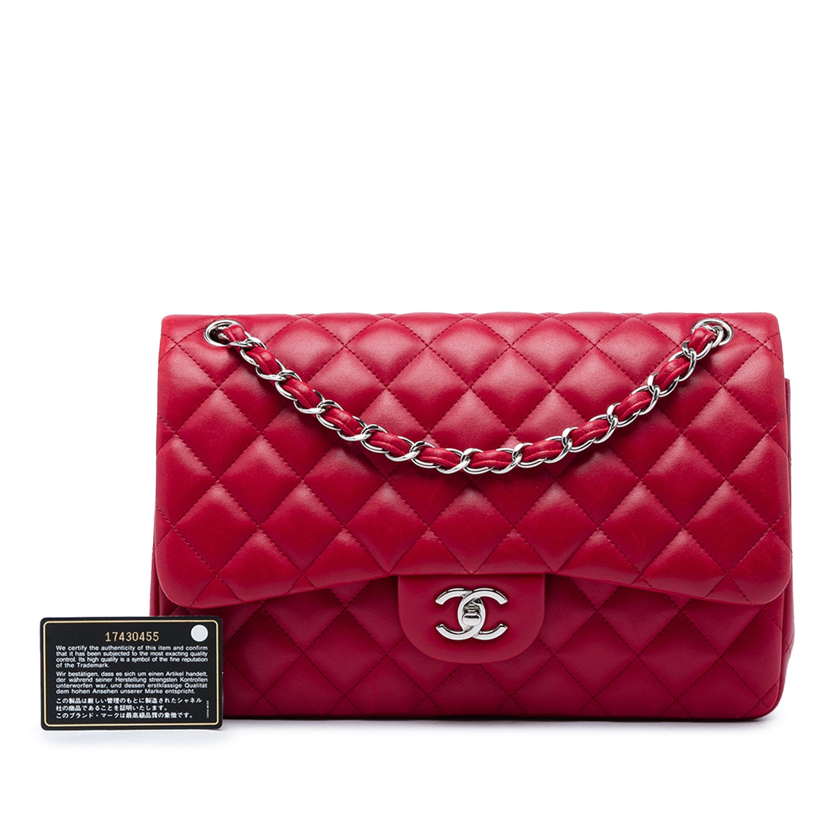 Chanel Jumbo Classic Lambskin Double Flap — Red