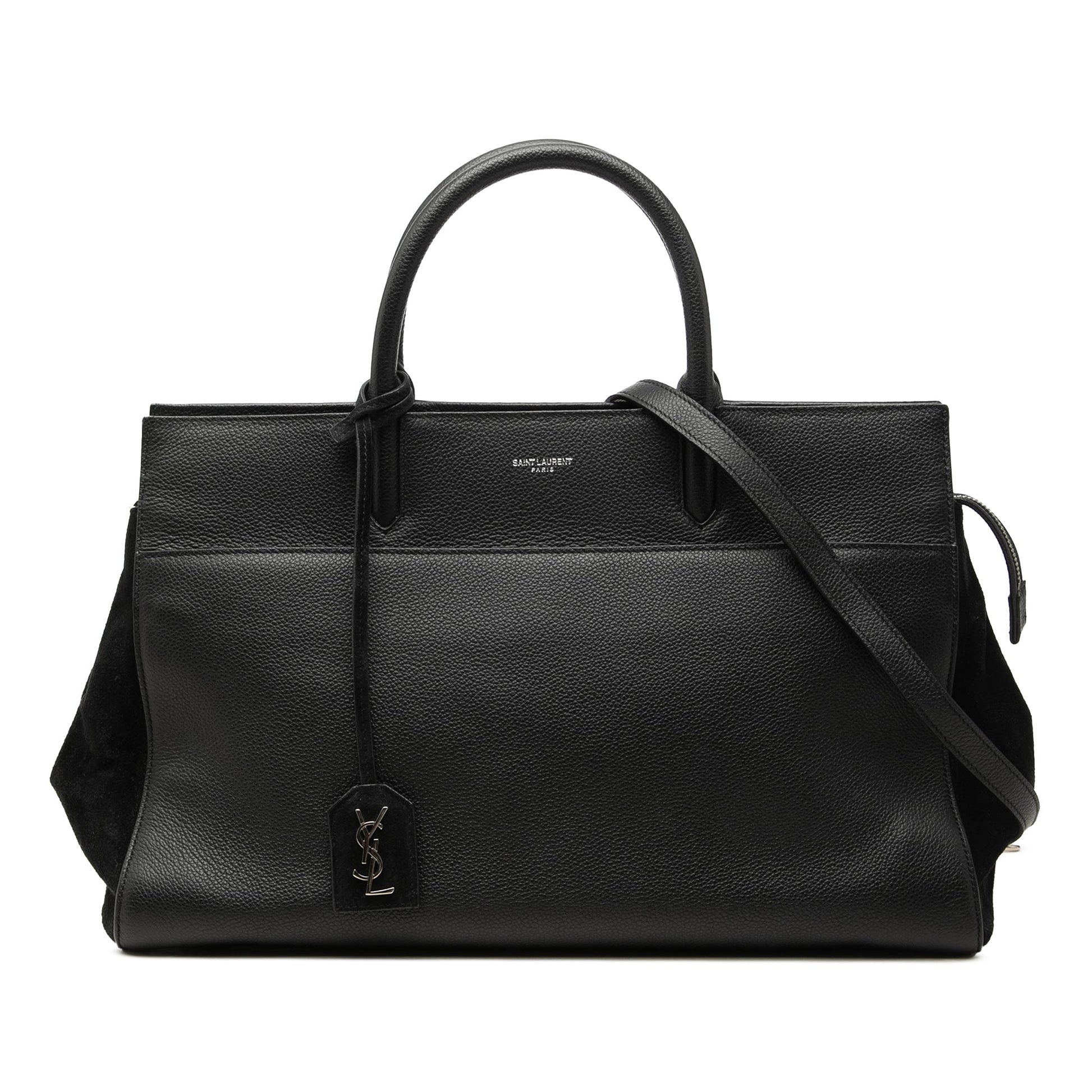 Saint Laurent Medium Grained Calfskin Cabas Rive Gauche Satchel