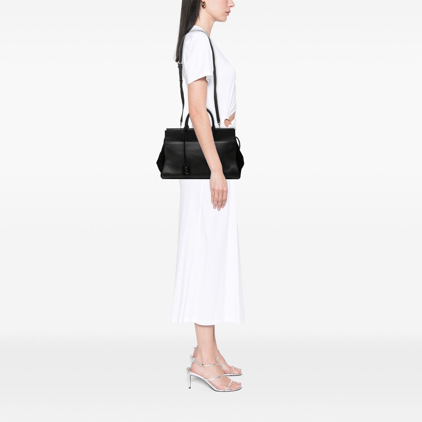 Saint Laurent Medium Grained Calfskin Cabas Rive Gauche Satchel
