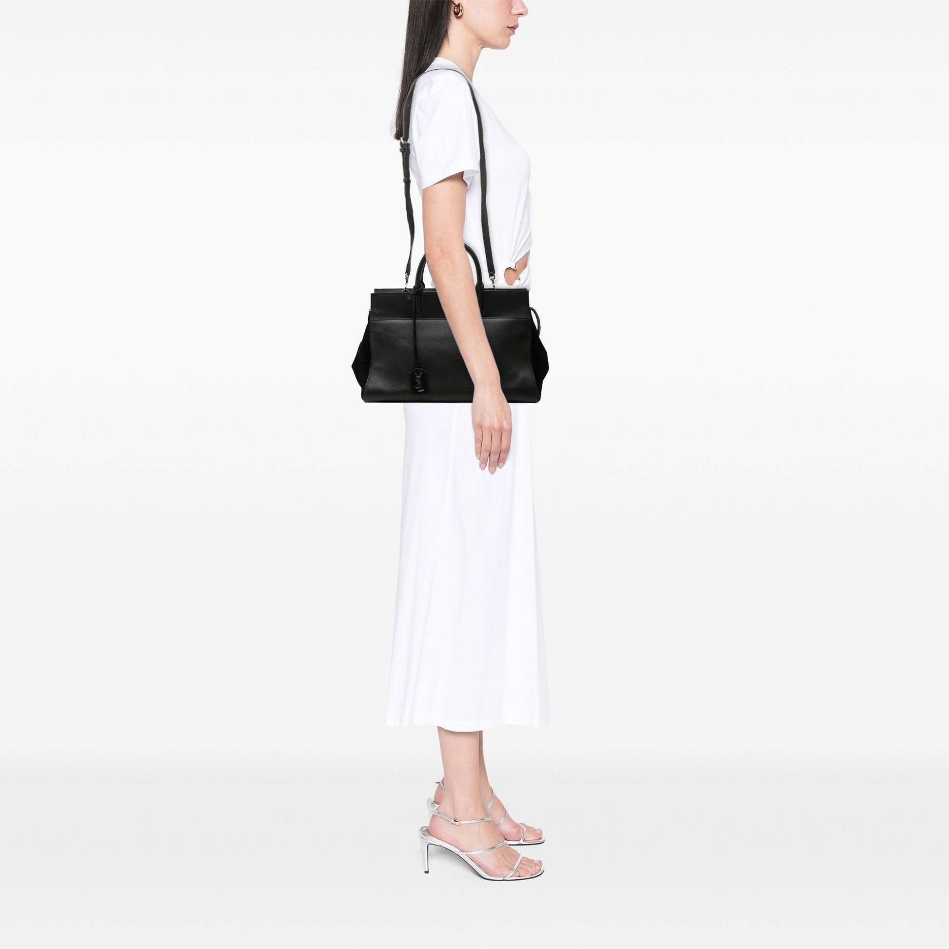 Saint Laurent Medium Grained Calfskin Cabas Rive Gauche Satchel