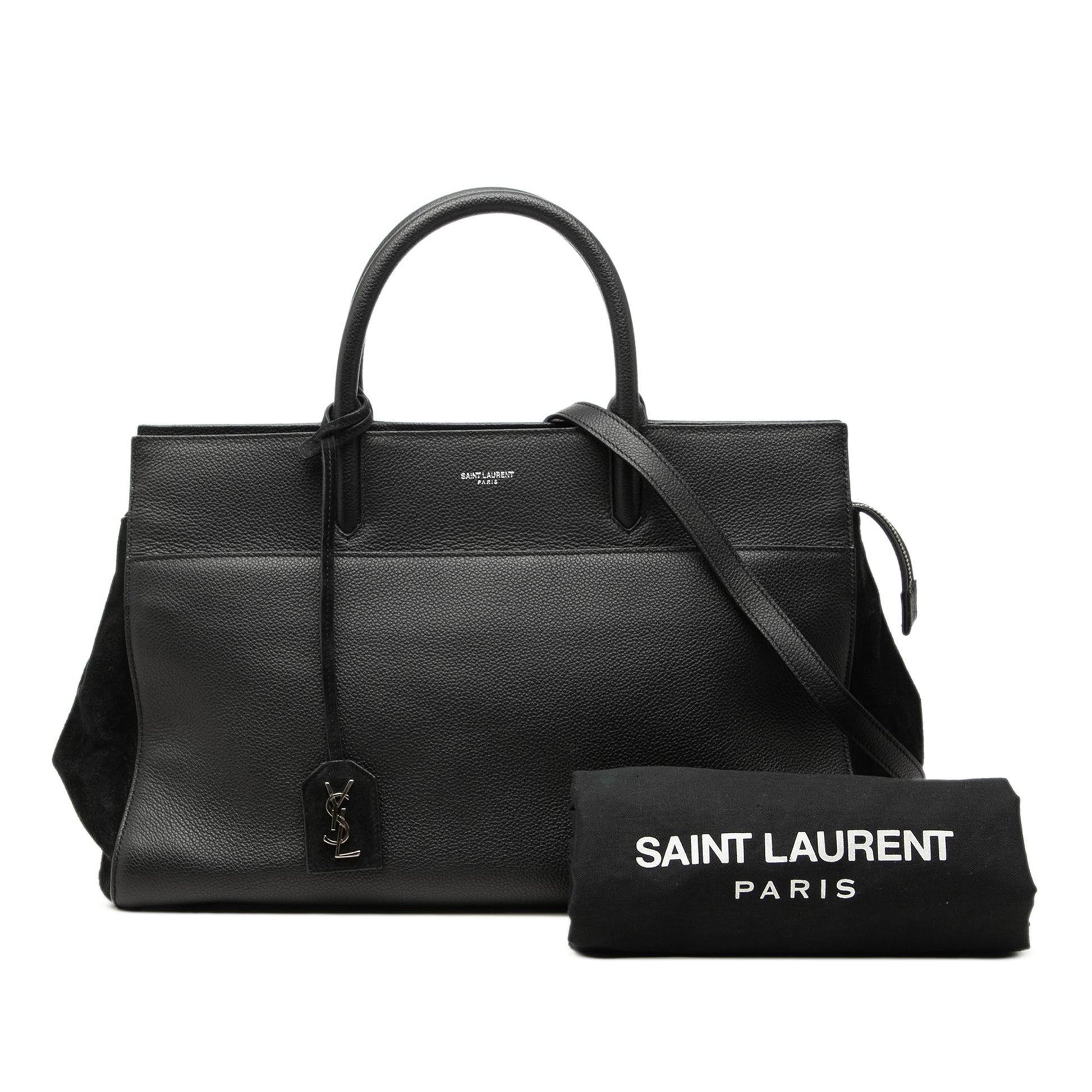 Saint Laurent Medium Grained Calfskin Cabas Rive Gauche Satchel