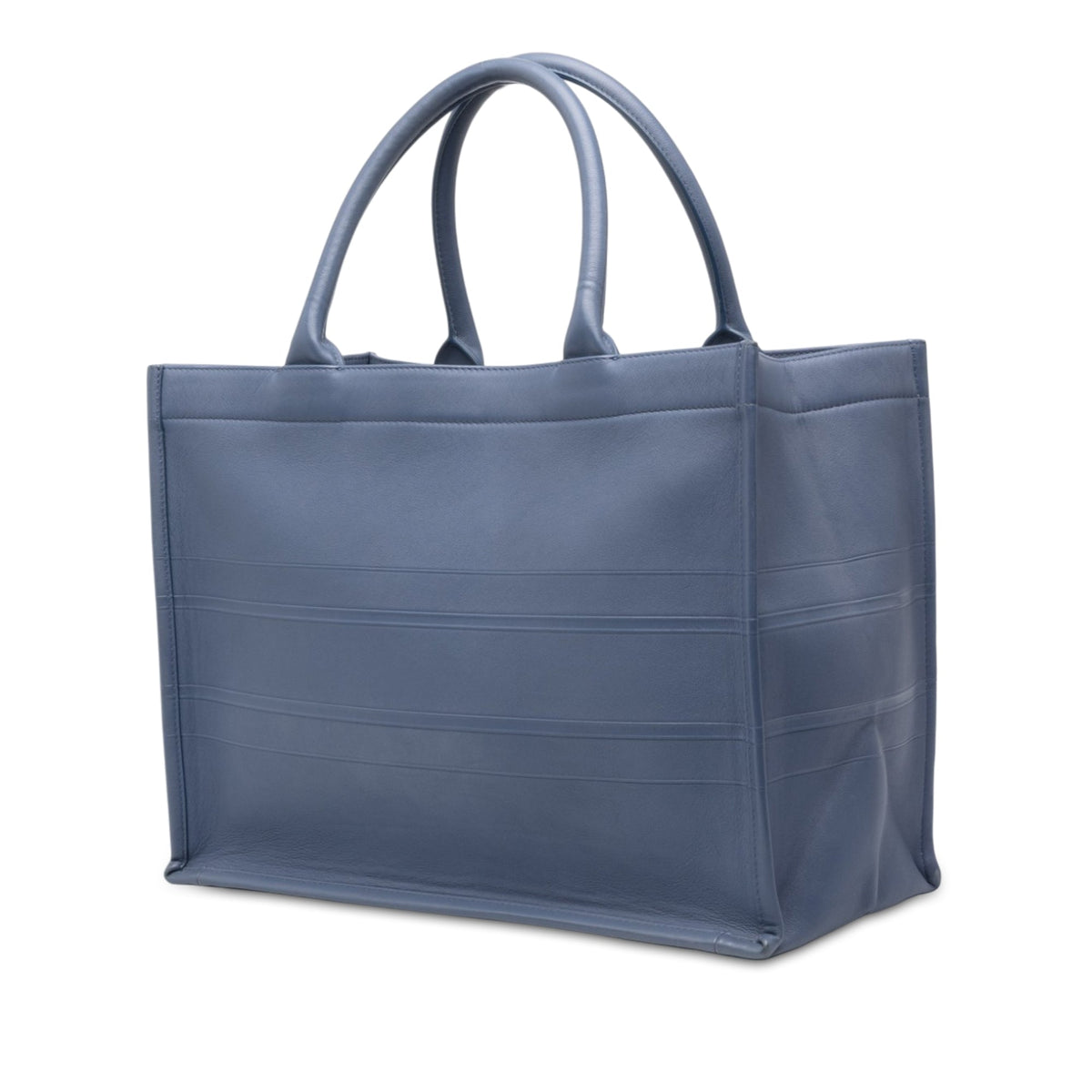 Dior Medium Embossed Leather Book Tote — Blue