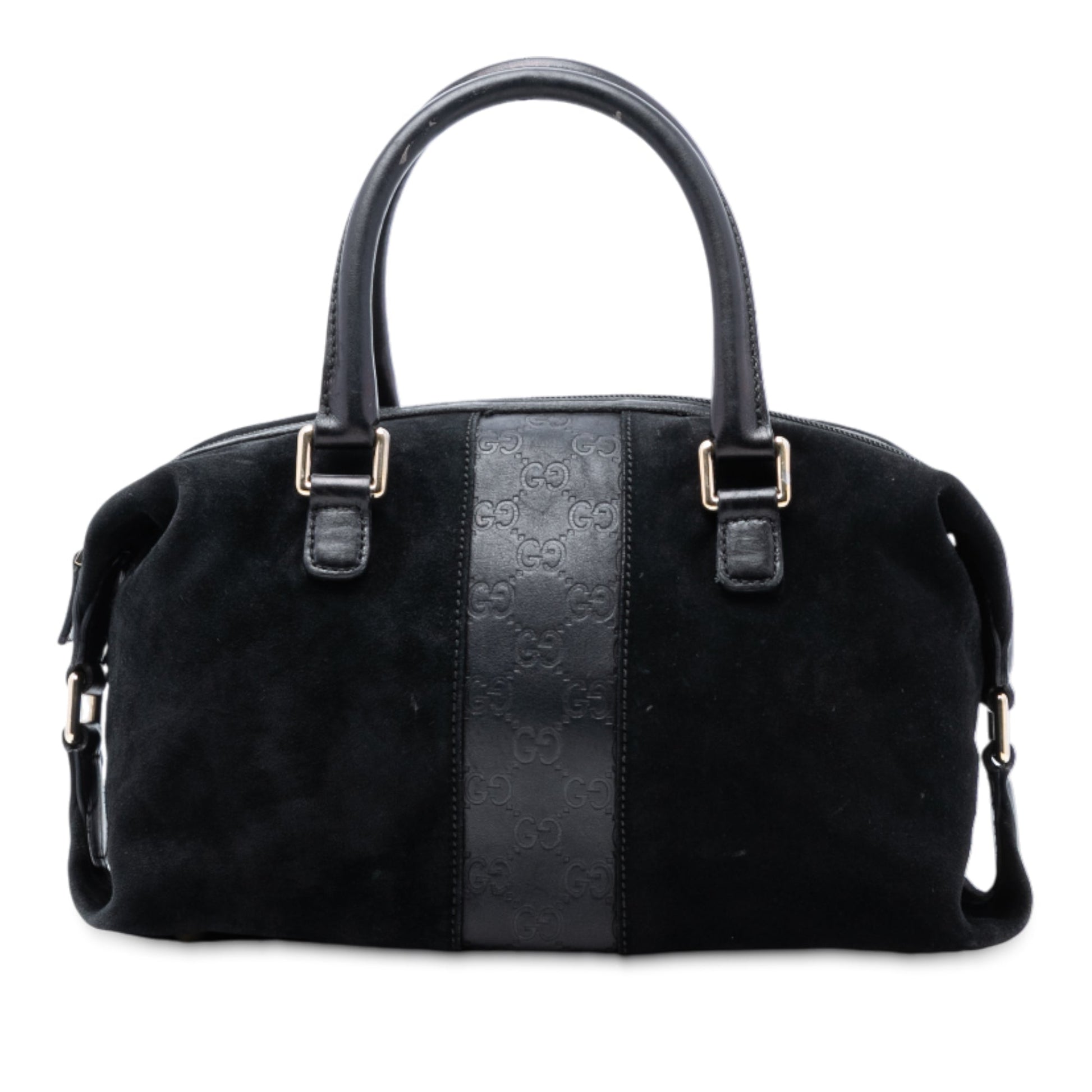 Gucci Guccissima Trimmed Suede Boston Bag