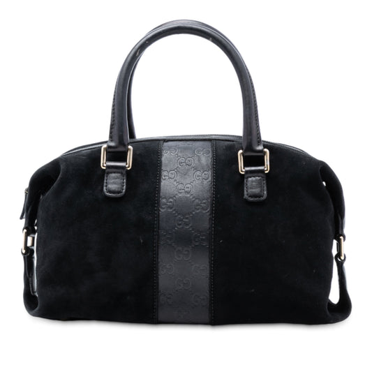 Gucci Guccissima Trimmed Suede Boston Bag