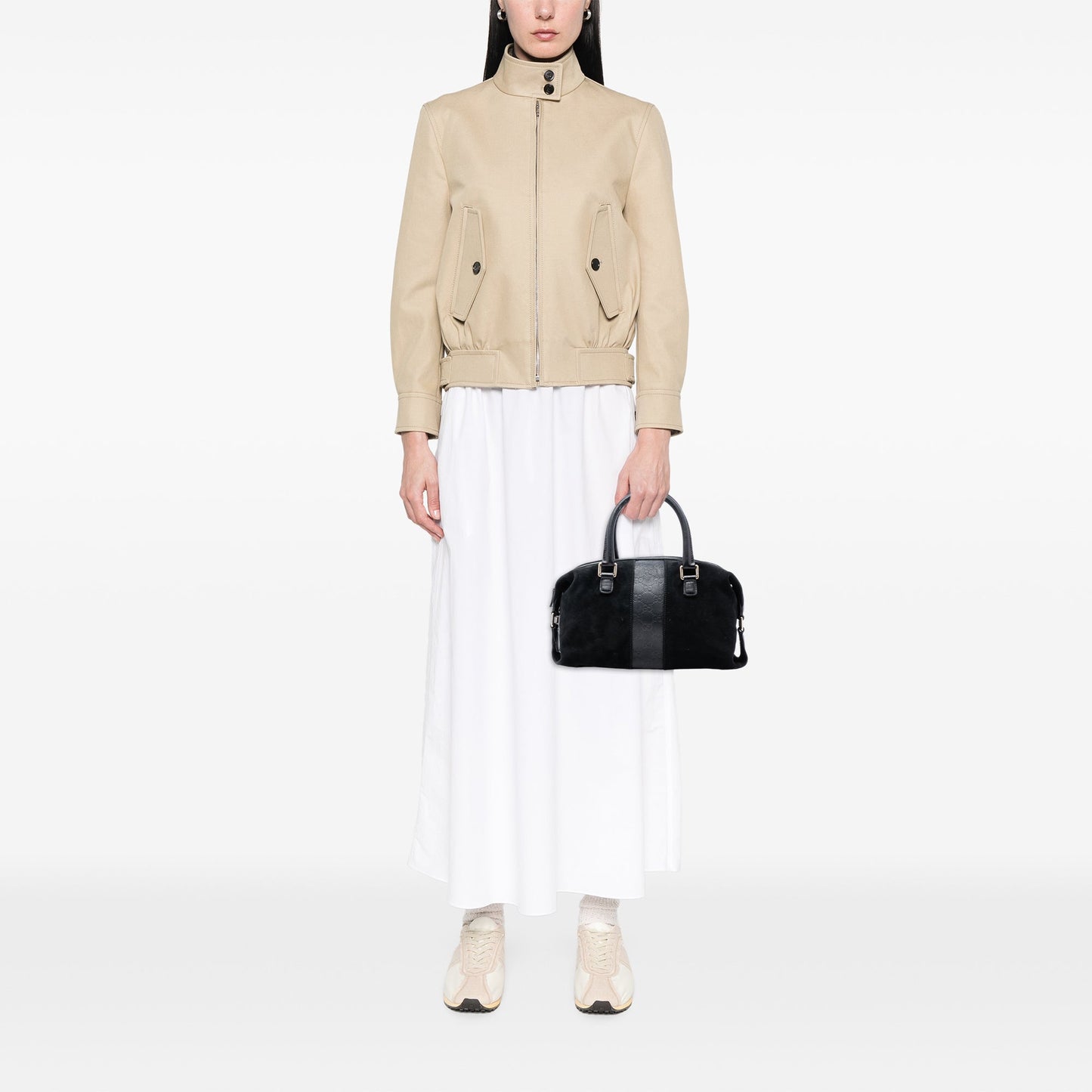 Gucci Guccissima Trimmed Suede Boston Bag