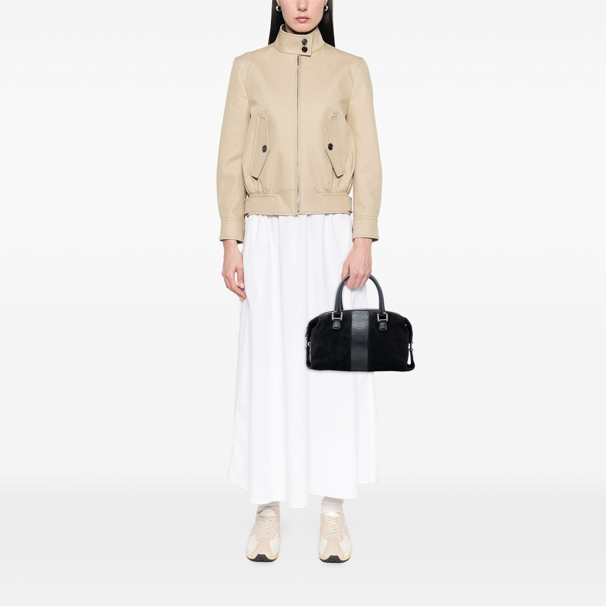 Gucci Guccissima Trimmed Suede Boston Bag
