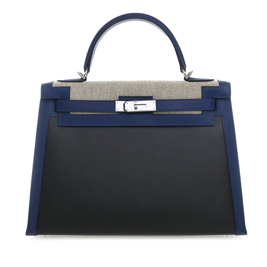 Hermès Tricolor Swift and Toile H Berline Kelly II Sellier 32