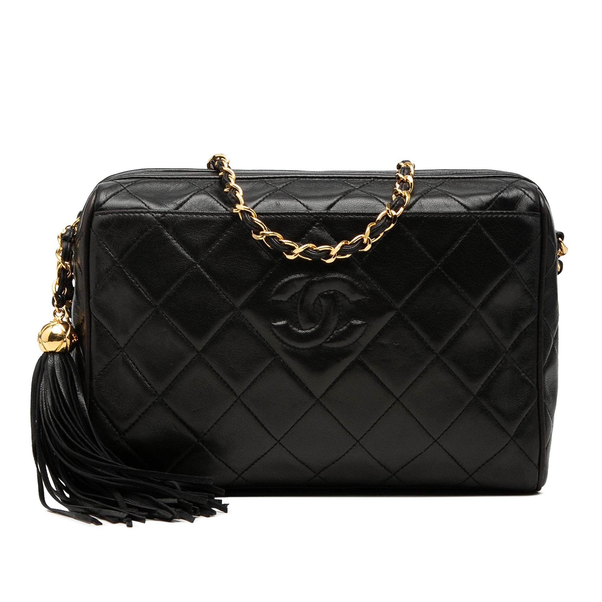 Chanel CC Diamond Quilted Lambskin Tassel Camera Bag