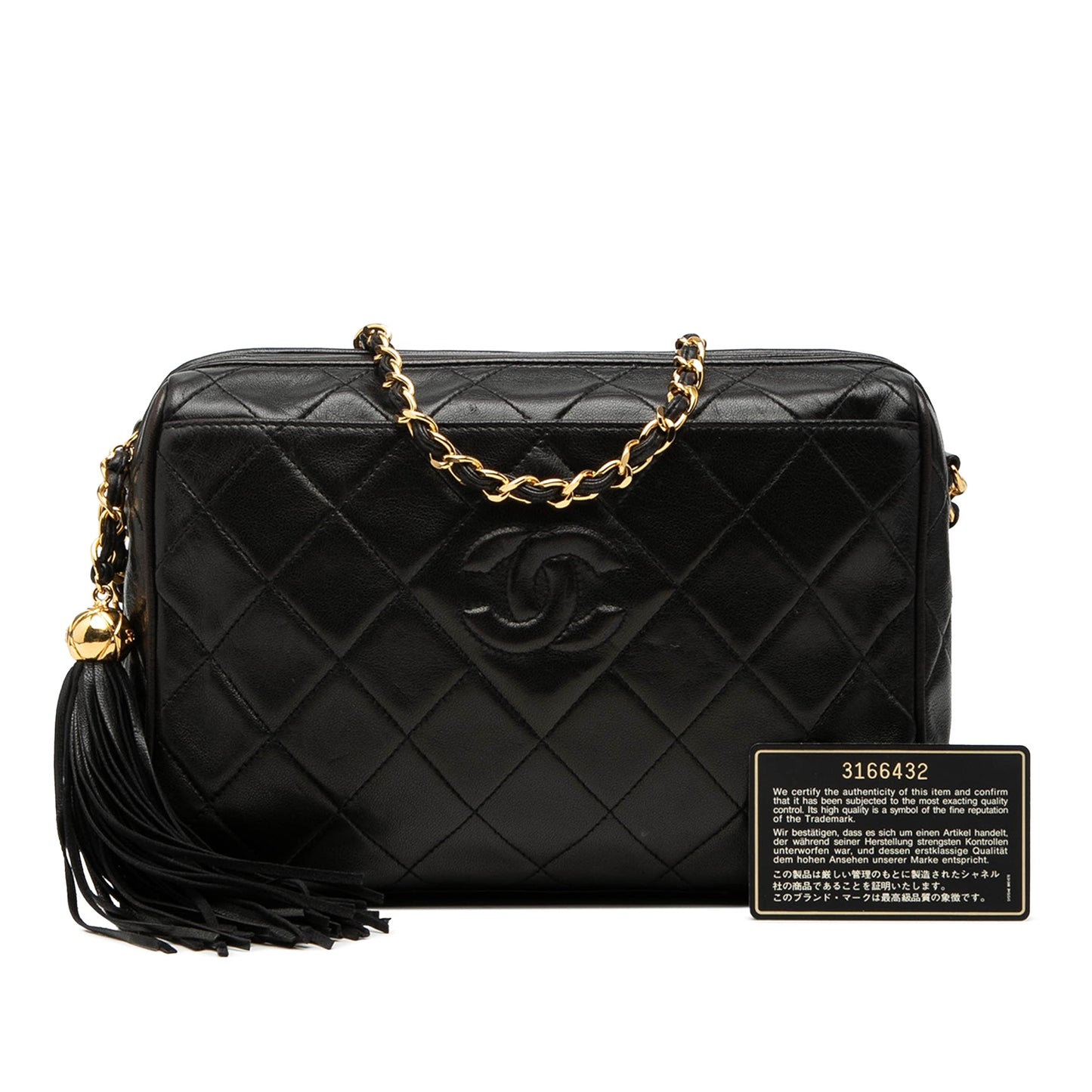 Chanel CC Diamond Quilted Lambskin Tassel Camera Bag