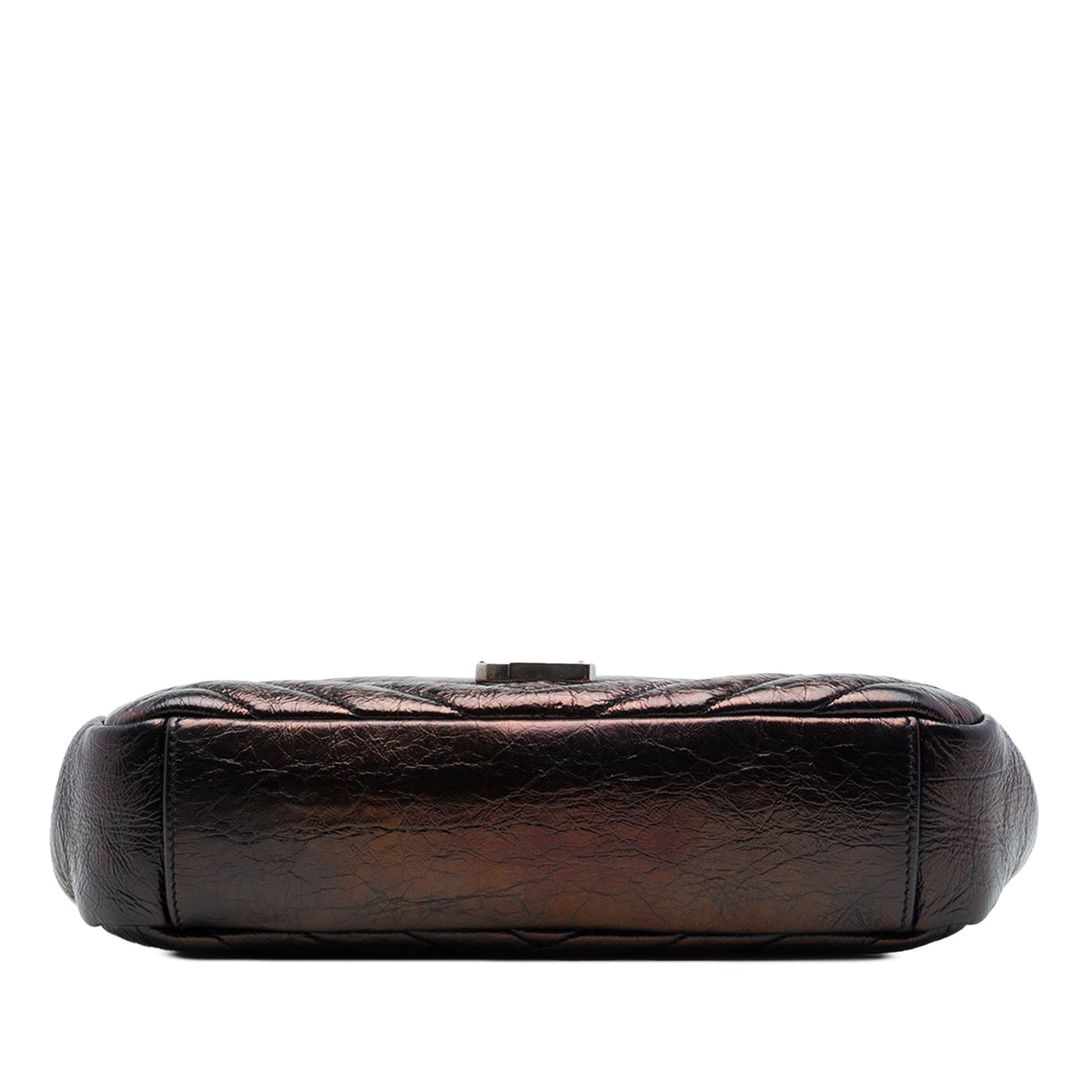 Saint Laurent Medium Chevron Metallic Crinkled Calfskin Punk Chain Bag — Brown